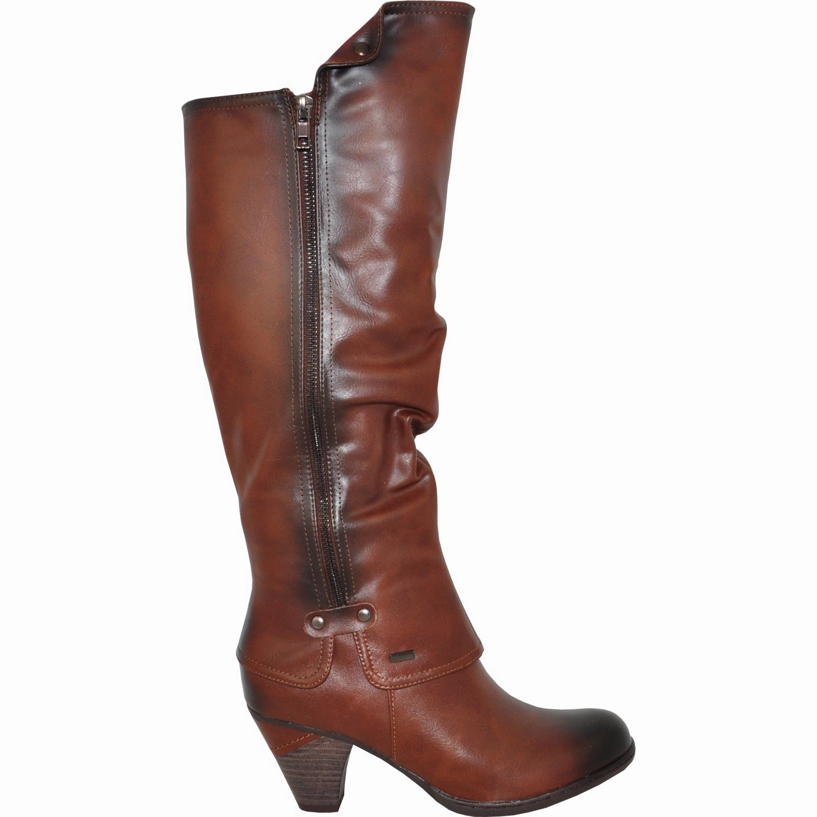 VANGELO Women Boot SD7408 Knee High Dress Boot Brown Buckles On Boots