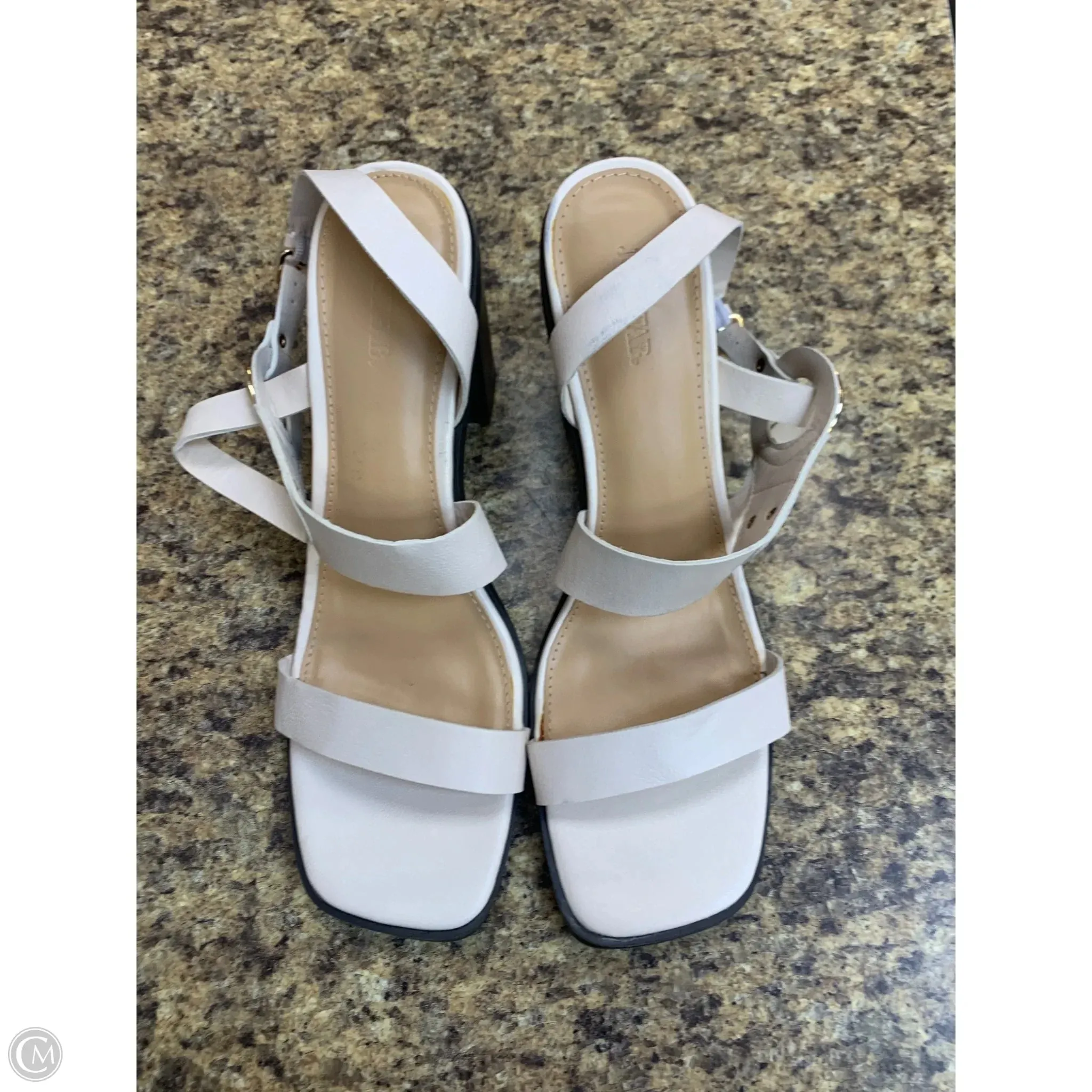 Sandals Heels Block By Just Fab In Ivory, Size: 12 Casual Snow Shoes