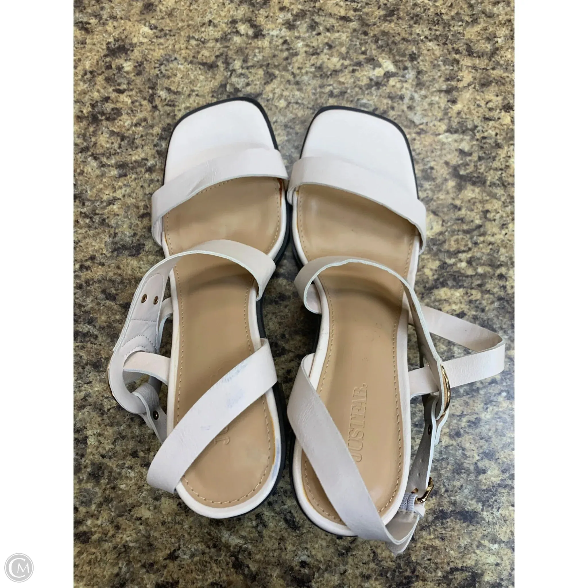 Casual Shoes Office Wear Sandals Heels Block By Just Fab In Ivory, Size: 12