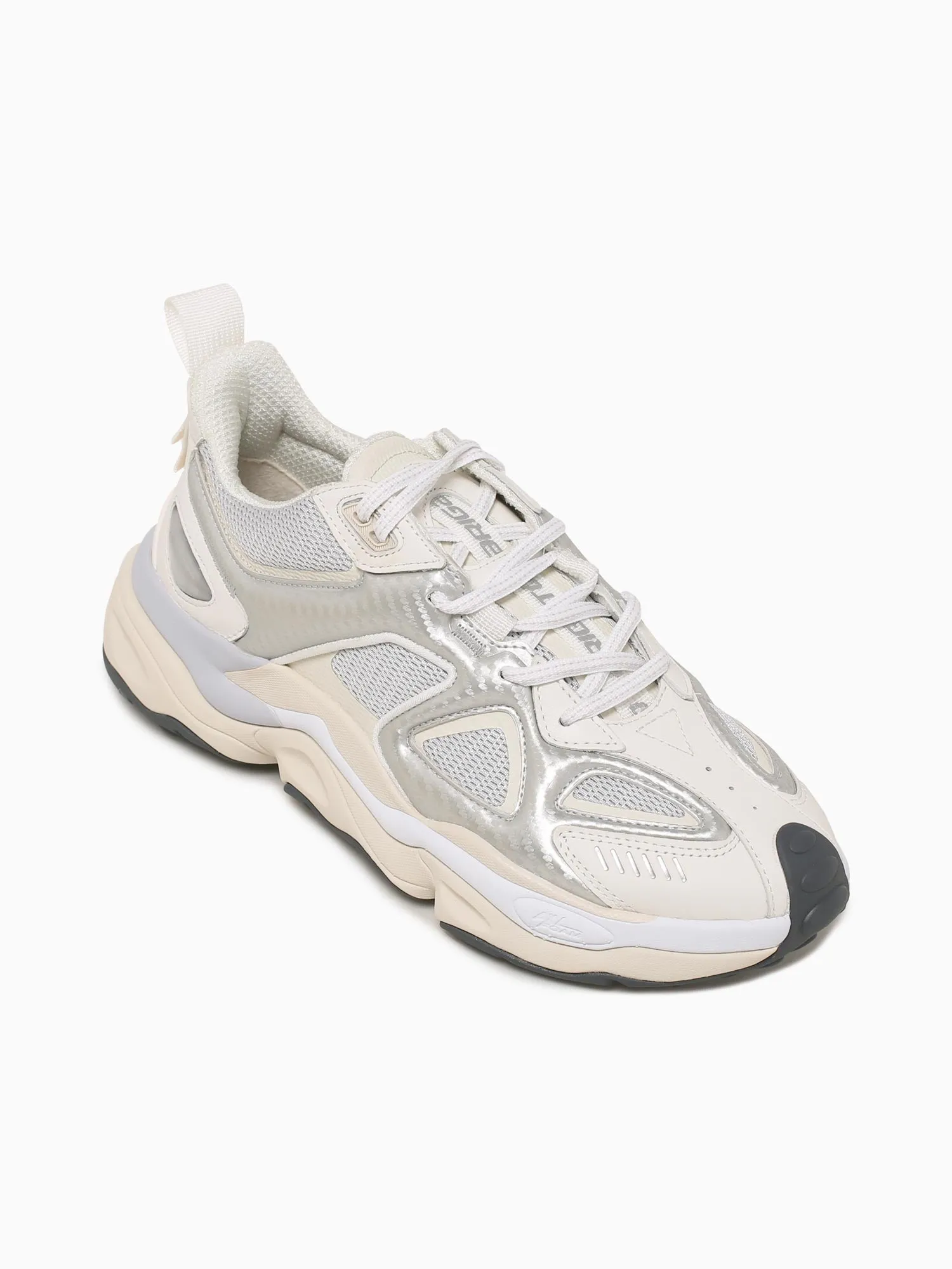 Satellite Runner Silver White leather Office And Casual Shoes