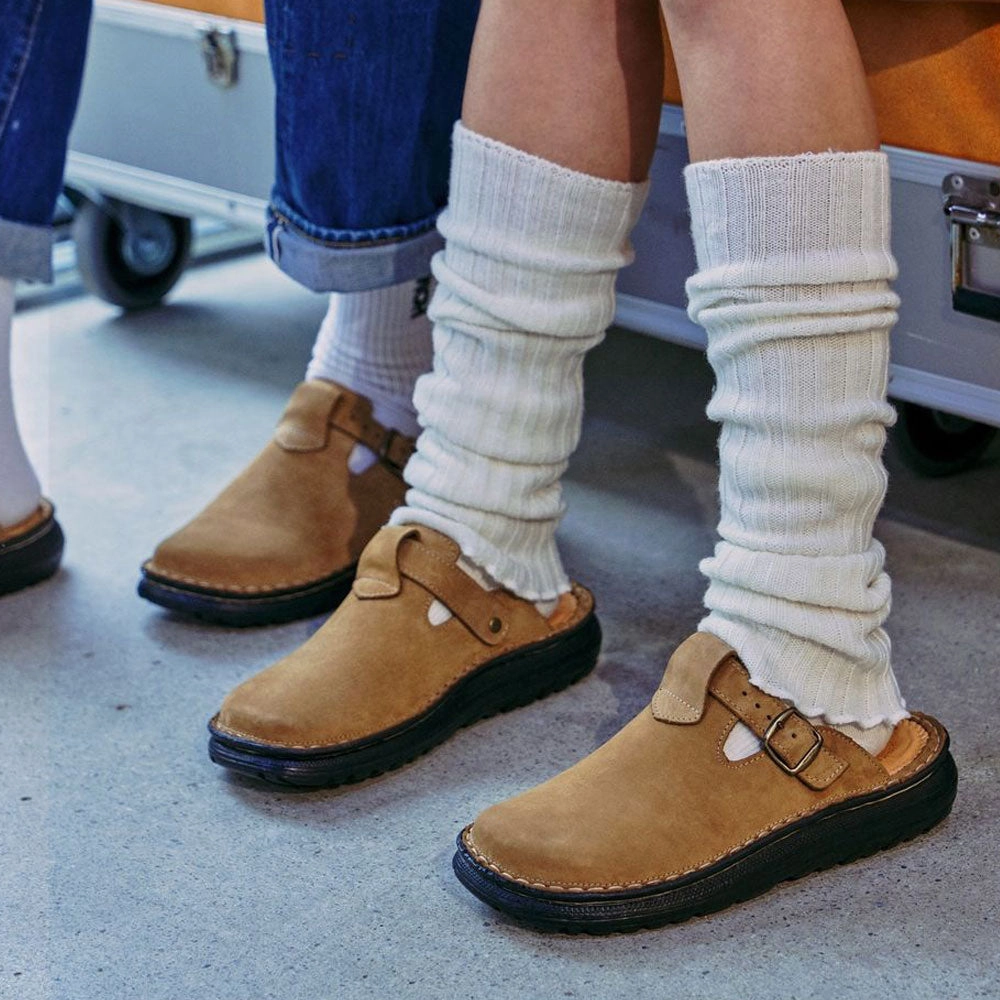 French Sole Sandals Sawyer - Leather Clog-Toe Sandal | Tan Nubuck