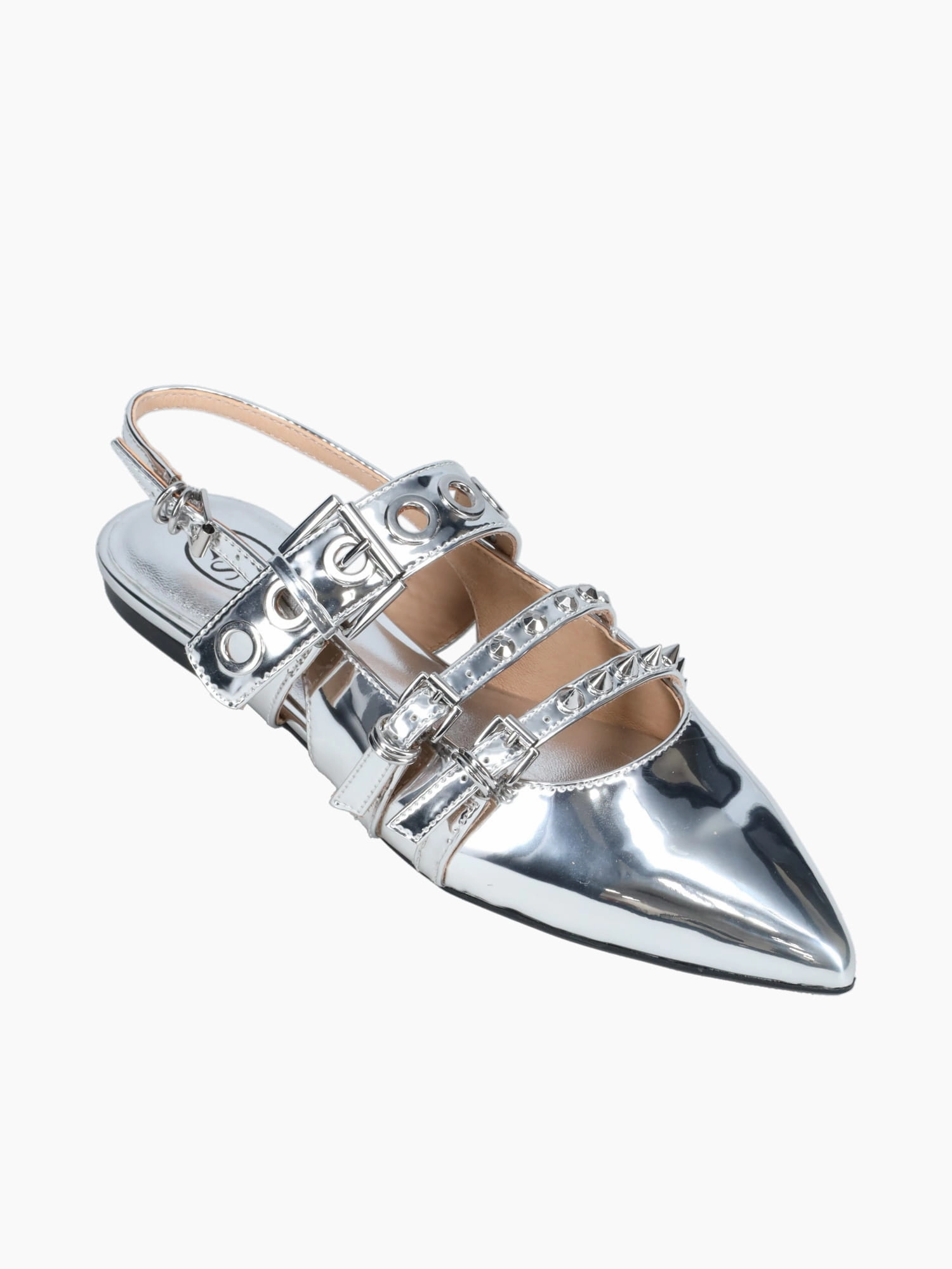 Casual Summer Work Shoes Blondie Silver Mirror Leather