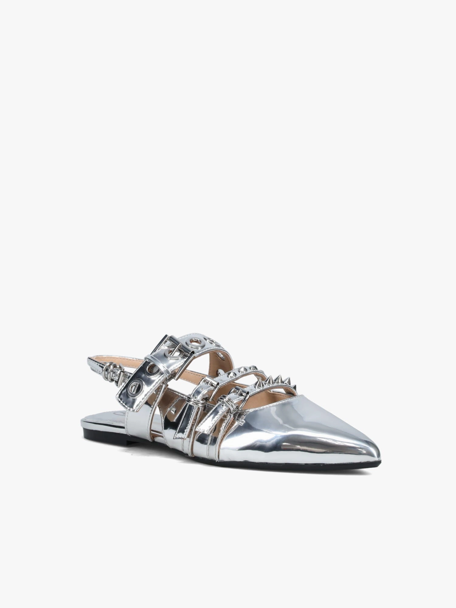 Casual Socks Shoes Blondie Silver Mirror Leather