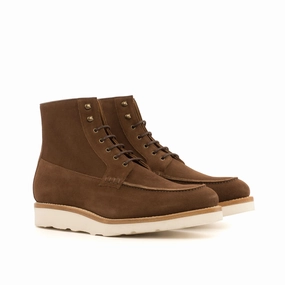 Rattle Snake Boots Brown Suede Moc-Toe Boots