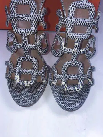 Mature Stockings And High Heels Hermes Lizard Granit Wooden Heels with Box Size 37 1/2