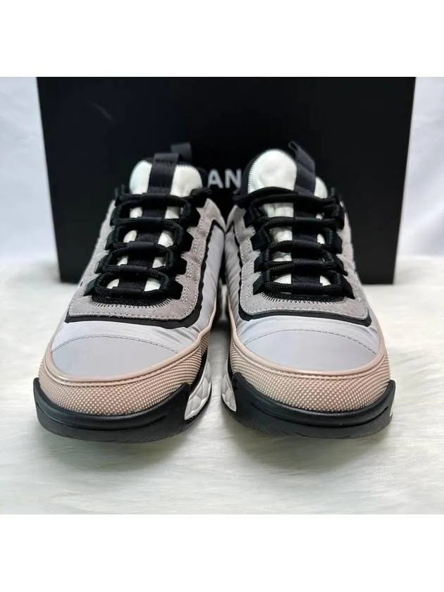 Make Custom Sneakers Online CC Logo Mixed Fiber Low Top Sneakers Light Grey Pink Chanel