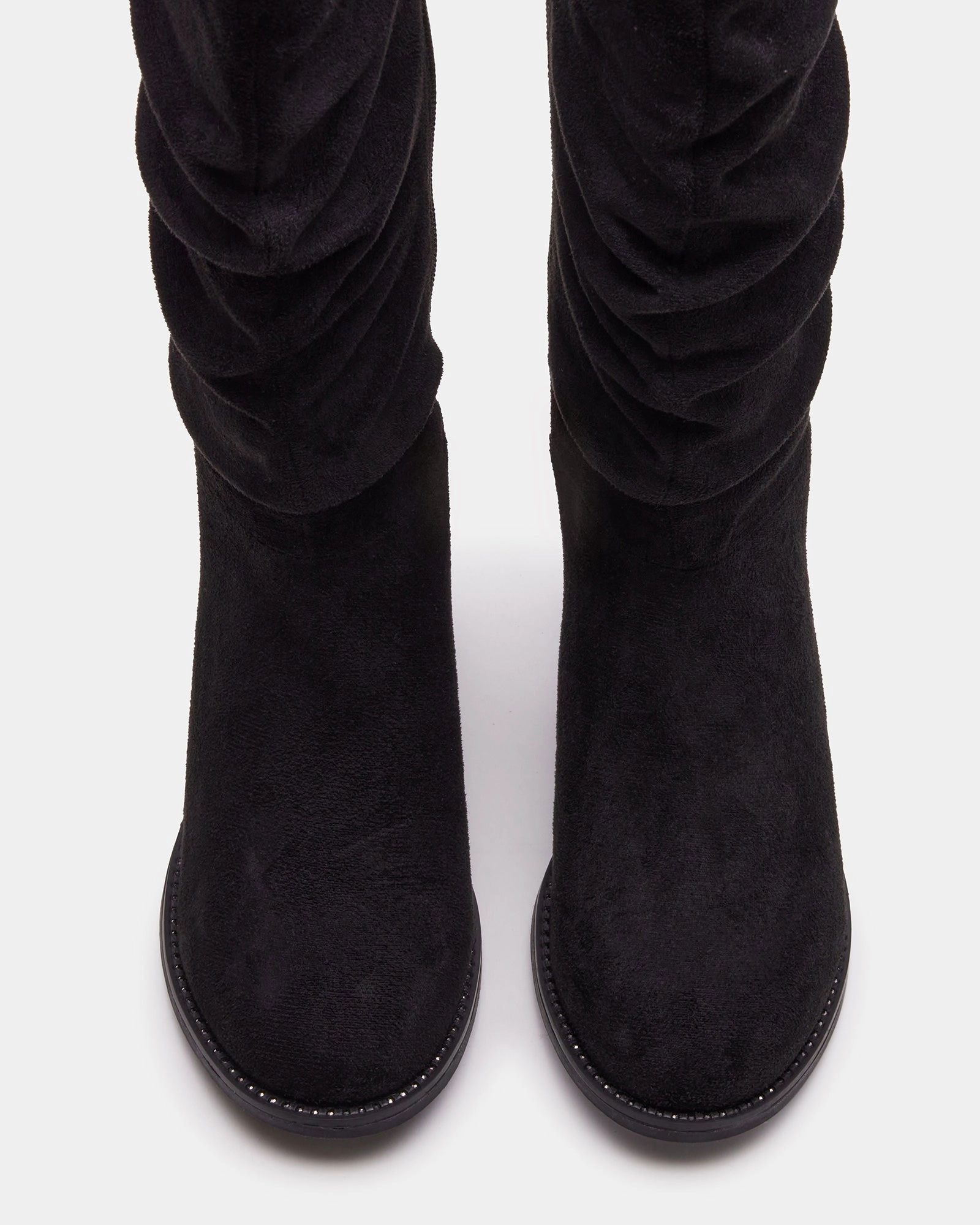 KIDS' PEPPER BLACK Kitten Heel Leather Boots