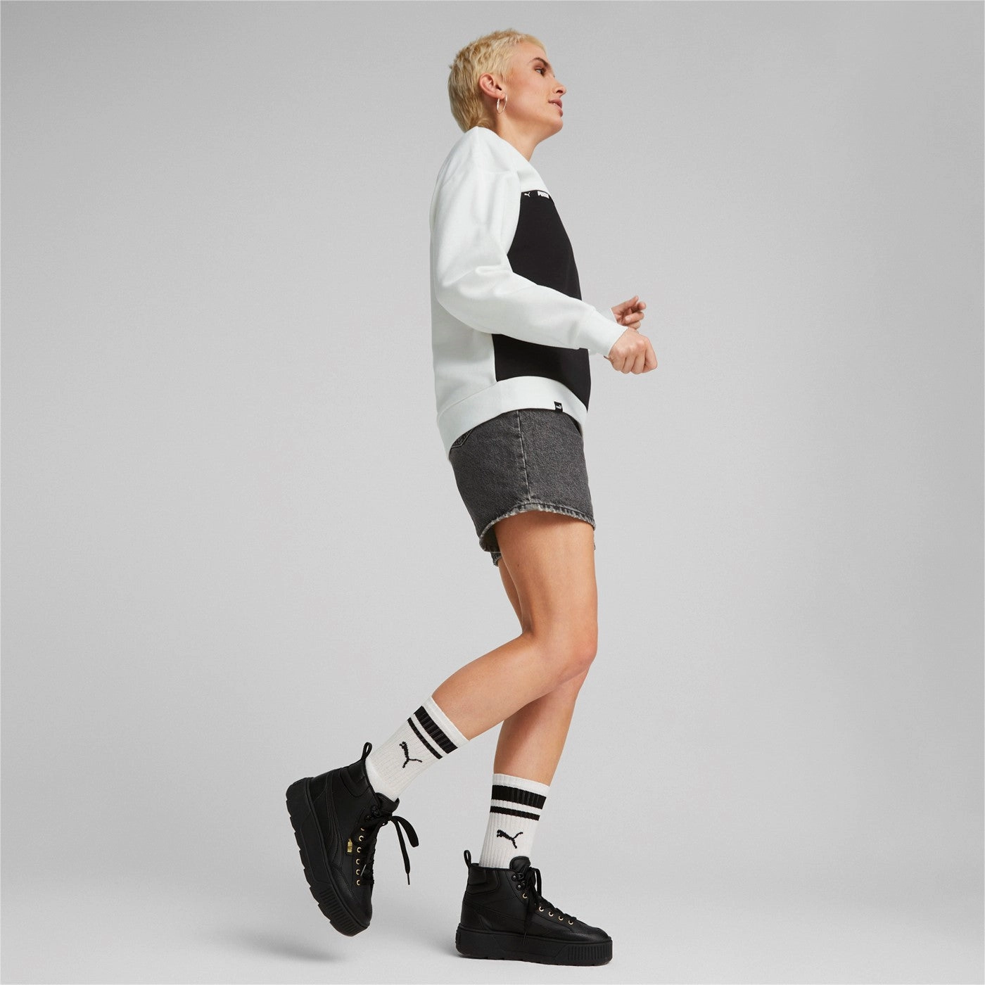 Puma scarpa sneakers da donna alta con zeppa Karmen Mid 385857 02 nero Customize Sneakers