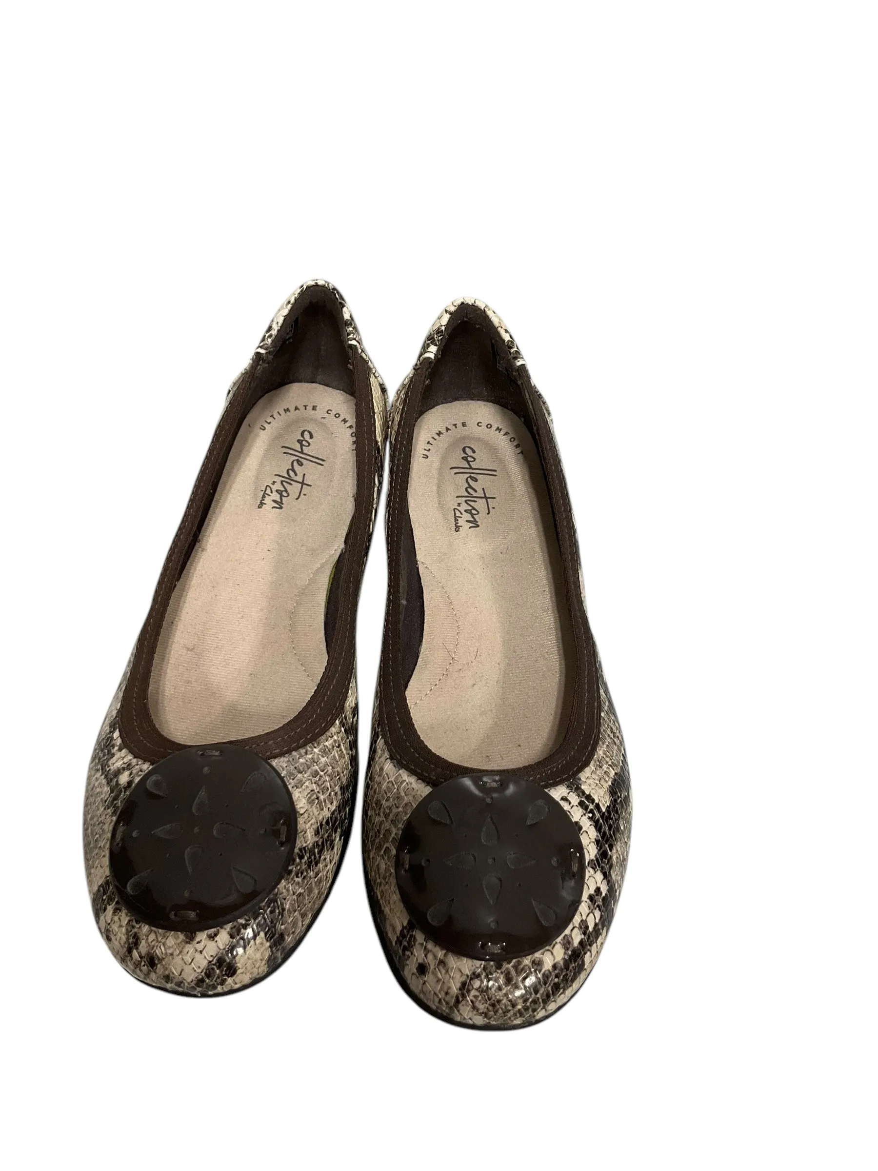 Sequin Shoes Flats Shoes Flats By Clarks In Snakeskin Print, Size: 6