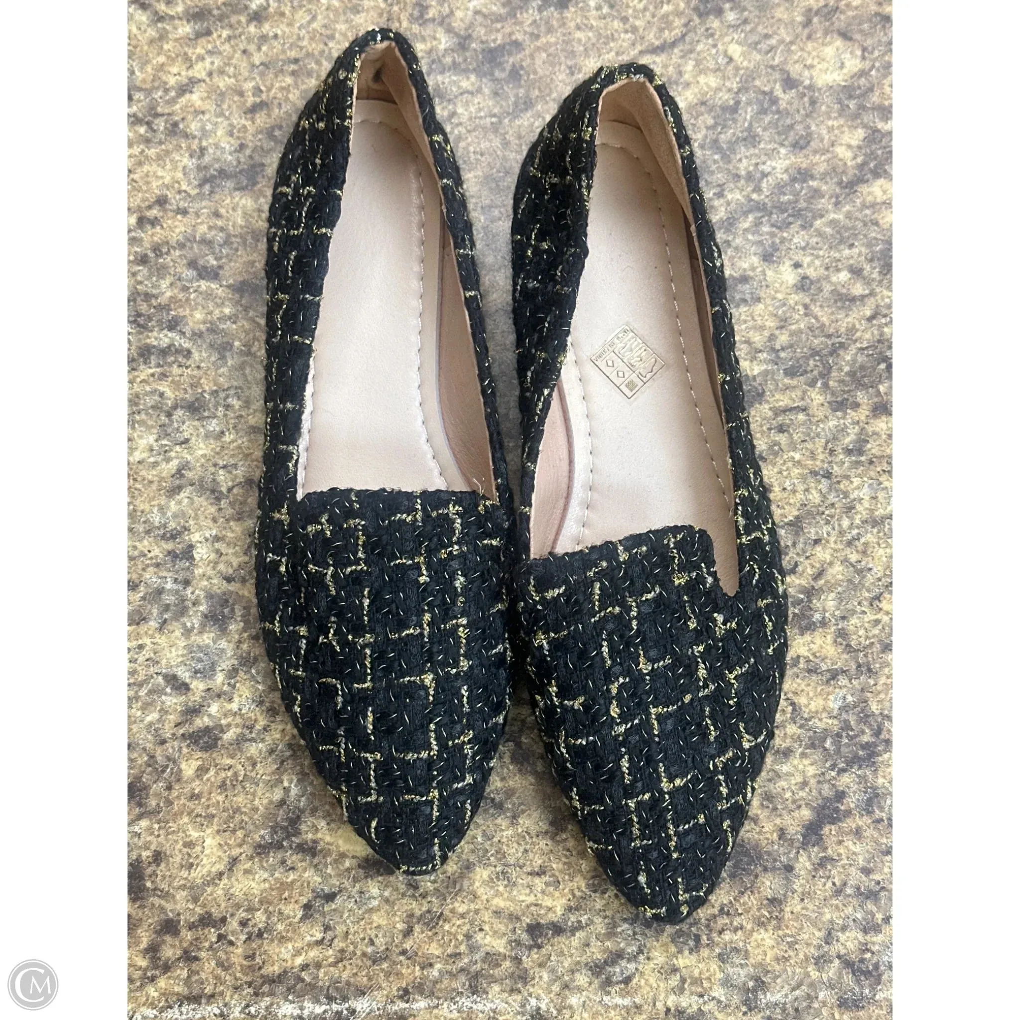 Abeo Shoes Flats Shoes Flats By Cmf In Black & Gold, Size: 9.5