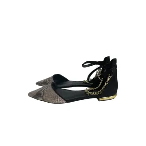 Silver Dress Flat Shoes SHOES FLATS by ZARA BASIC In SNAKESKIN PRINT, Size: 6.5