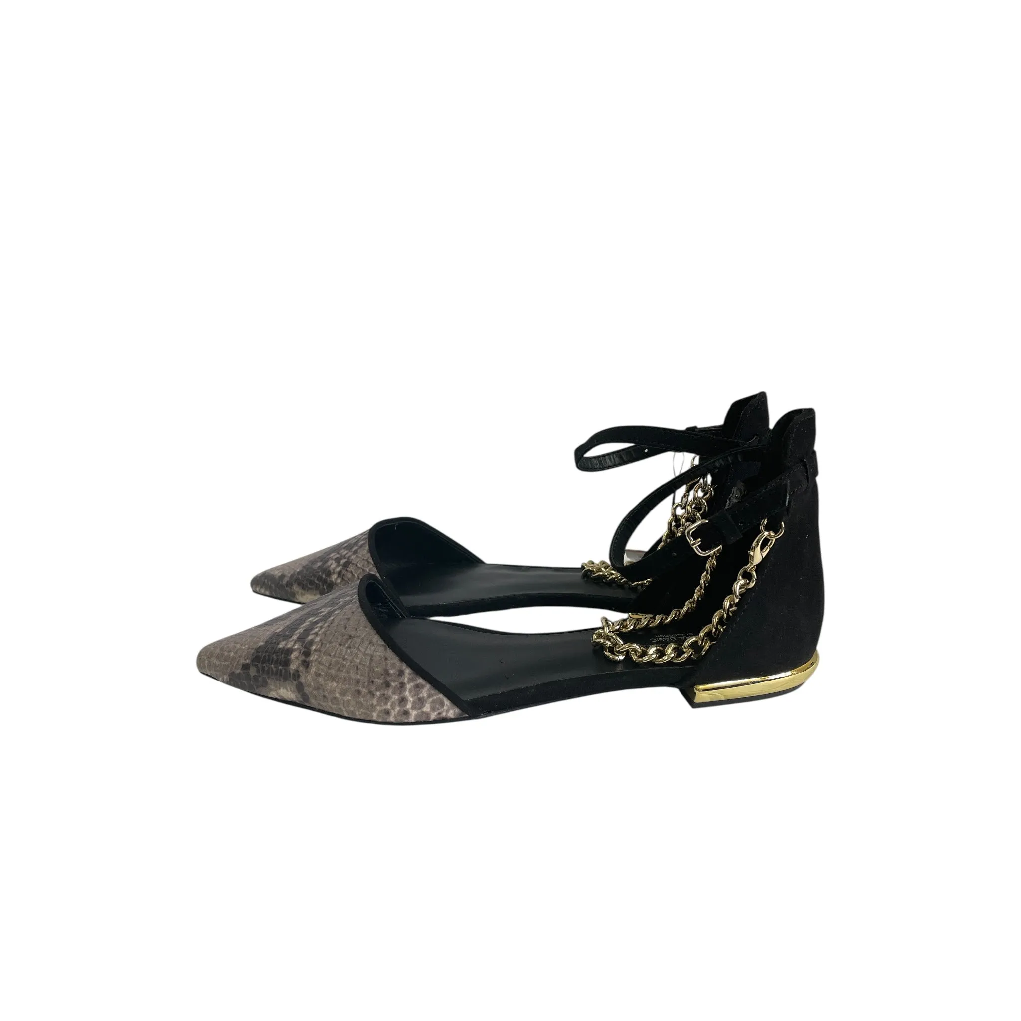 SHOES FLATS by ZARA BASIC In SNAKESKIN PRINT, Size: 6.5 Toe Shoes