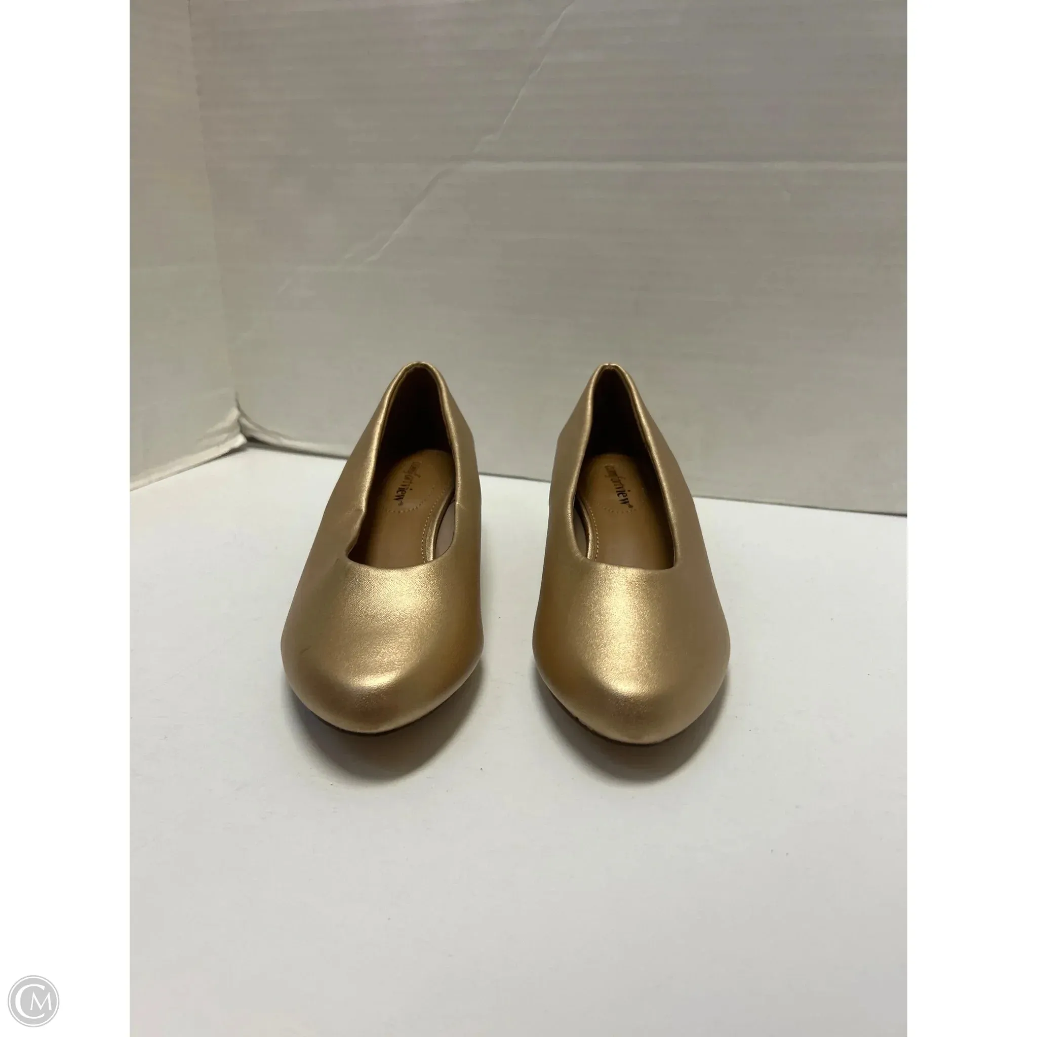 Denis Ortholite Casual Shoes Shoes Heels Block By Comfortview In Gold, Size: 7