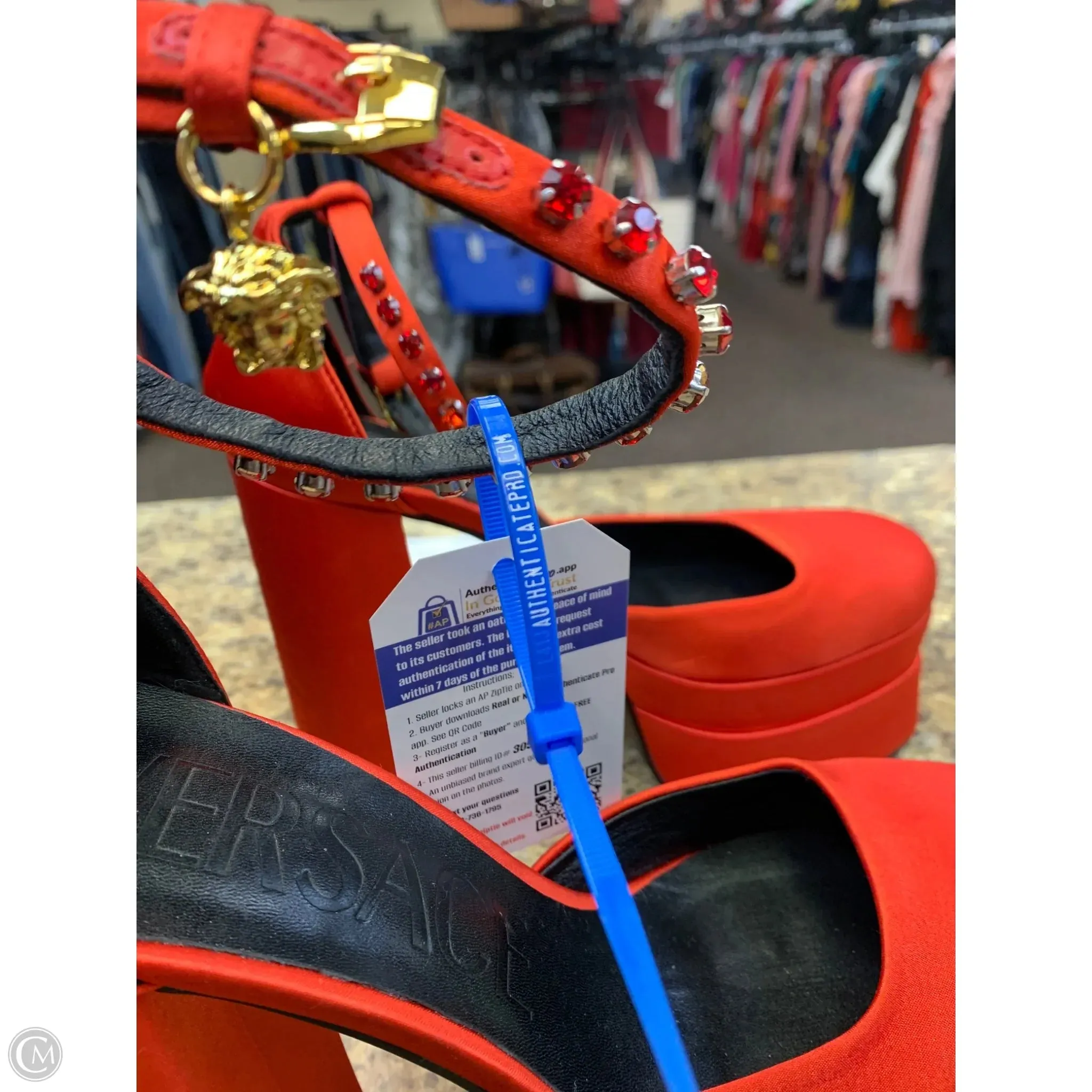 Casual Looking Cycling Shoe Shoes Luxury Designer By Versace In Red, Size: 11