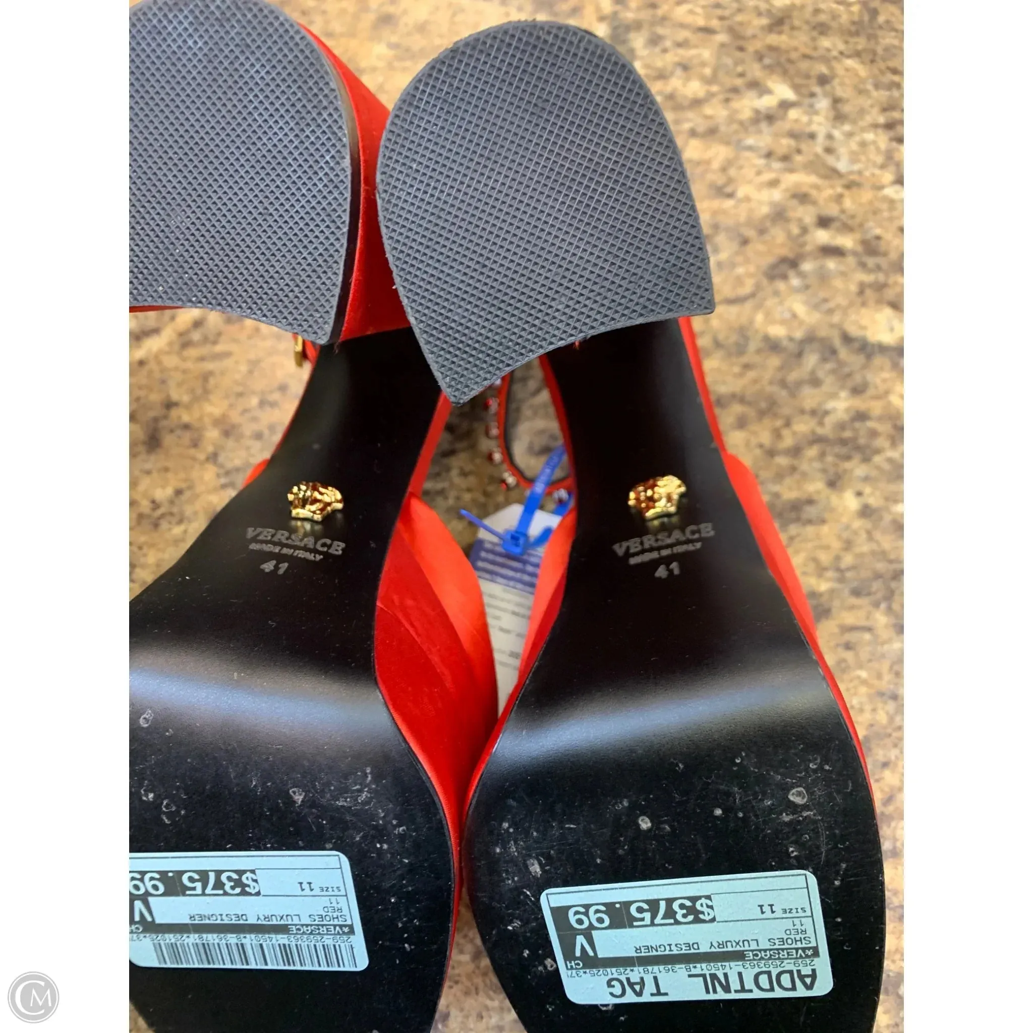 4 E Wide Shoes Casual Shoes Luxury Designer By Versace In Red, Size: 11