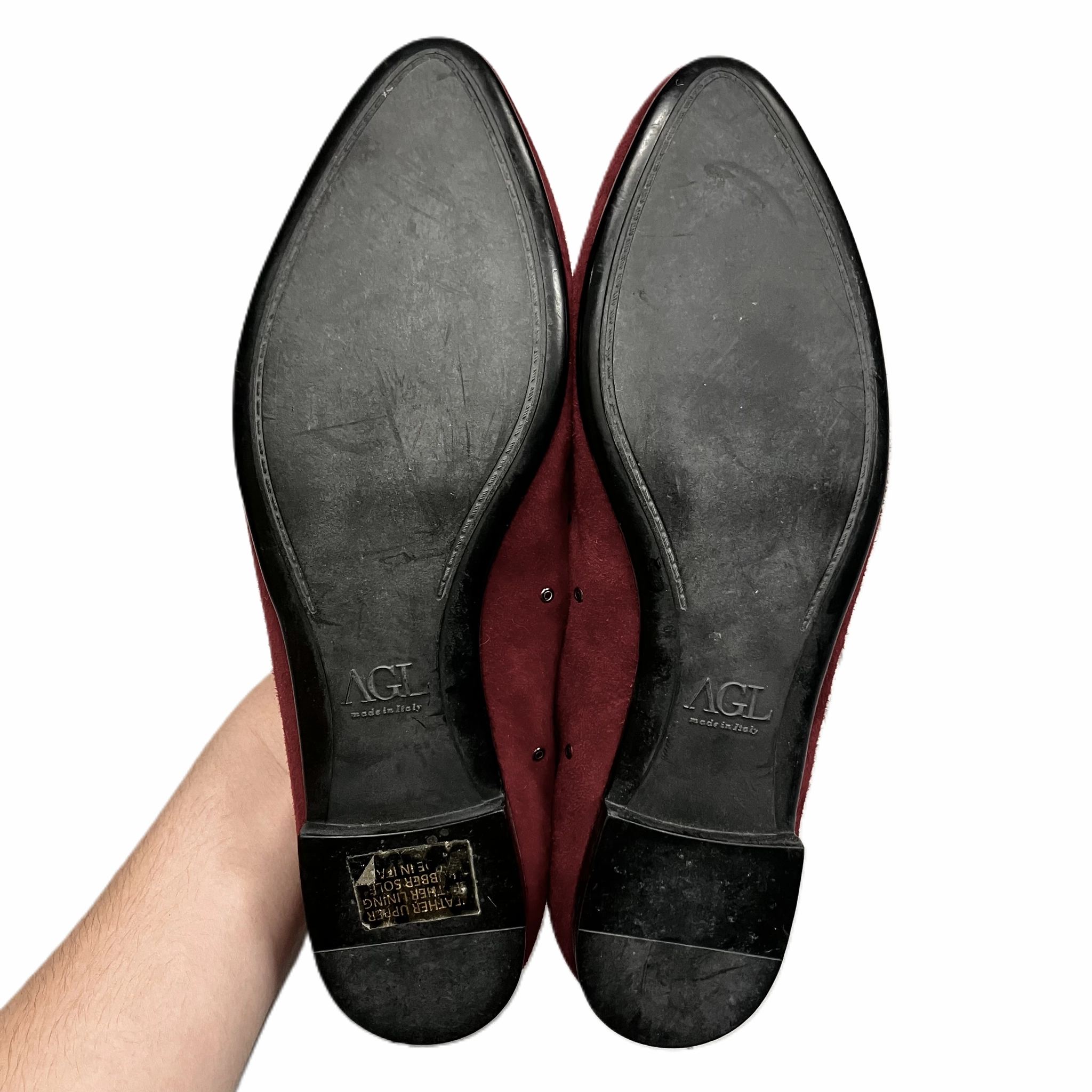 Casual Height Increasing Shoes Shoes Flats By Agl In Red & Silver, Size: 6.5