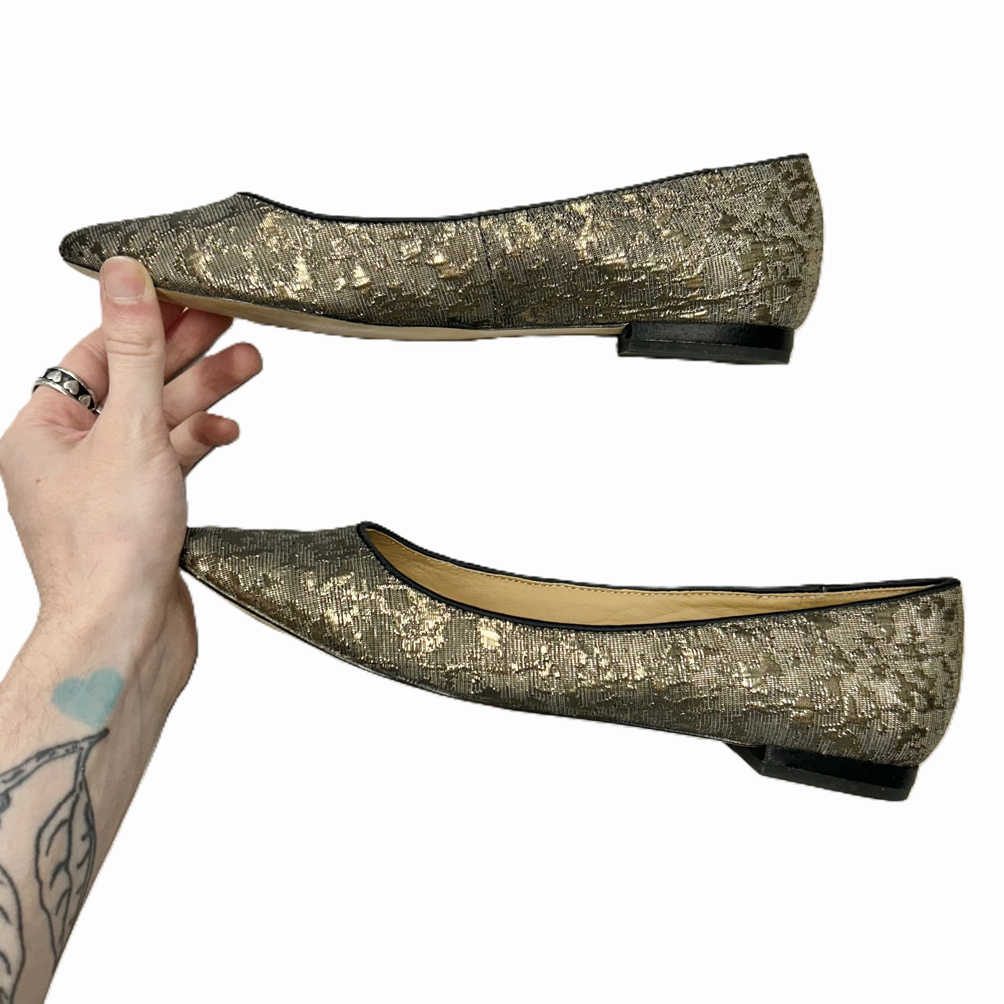 Beautiful Shoes Shoes Flats By Talbots In Black & Gold, Size: 5.5