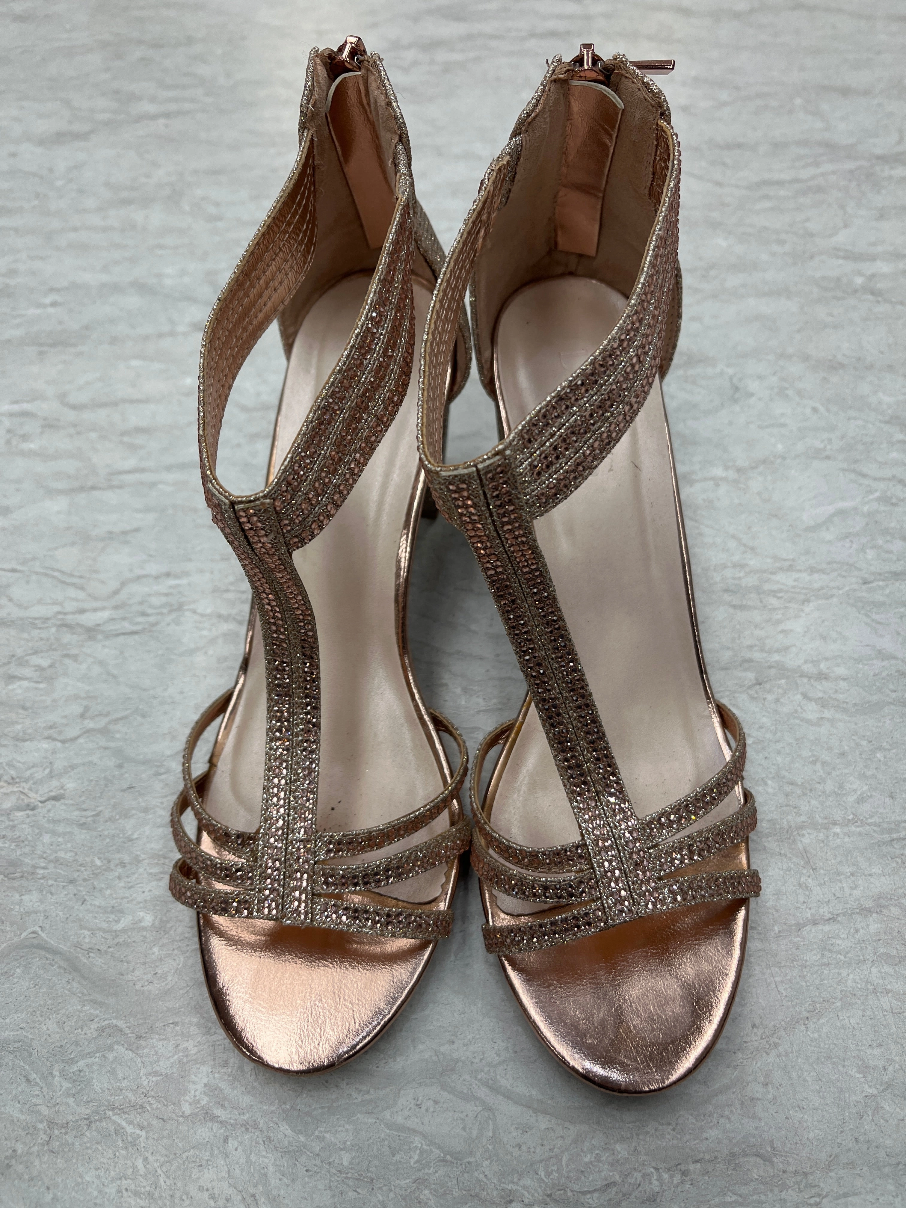 Shoes For Business Shoes Heels Block By Clothes Mentor In Rose Gold, Size: 9