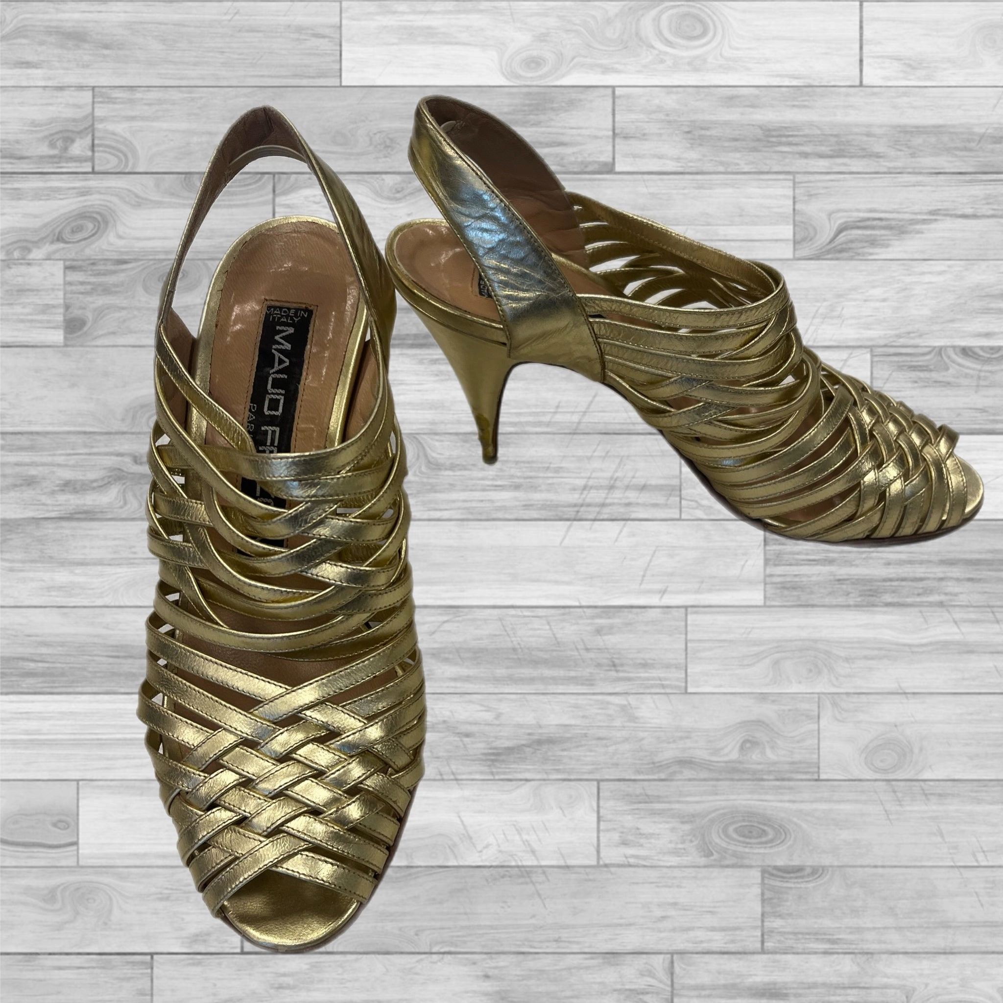 Sk8-hi Tapered Stackform Soft Suede Casual Shoes Shoes Heels Stiletto By Cmb In Gold, Size: 6