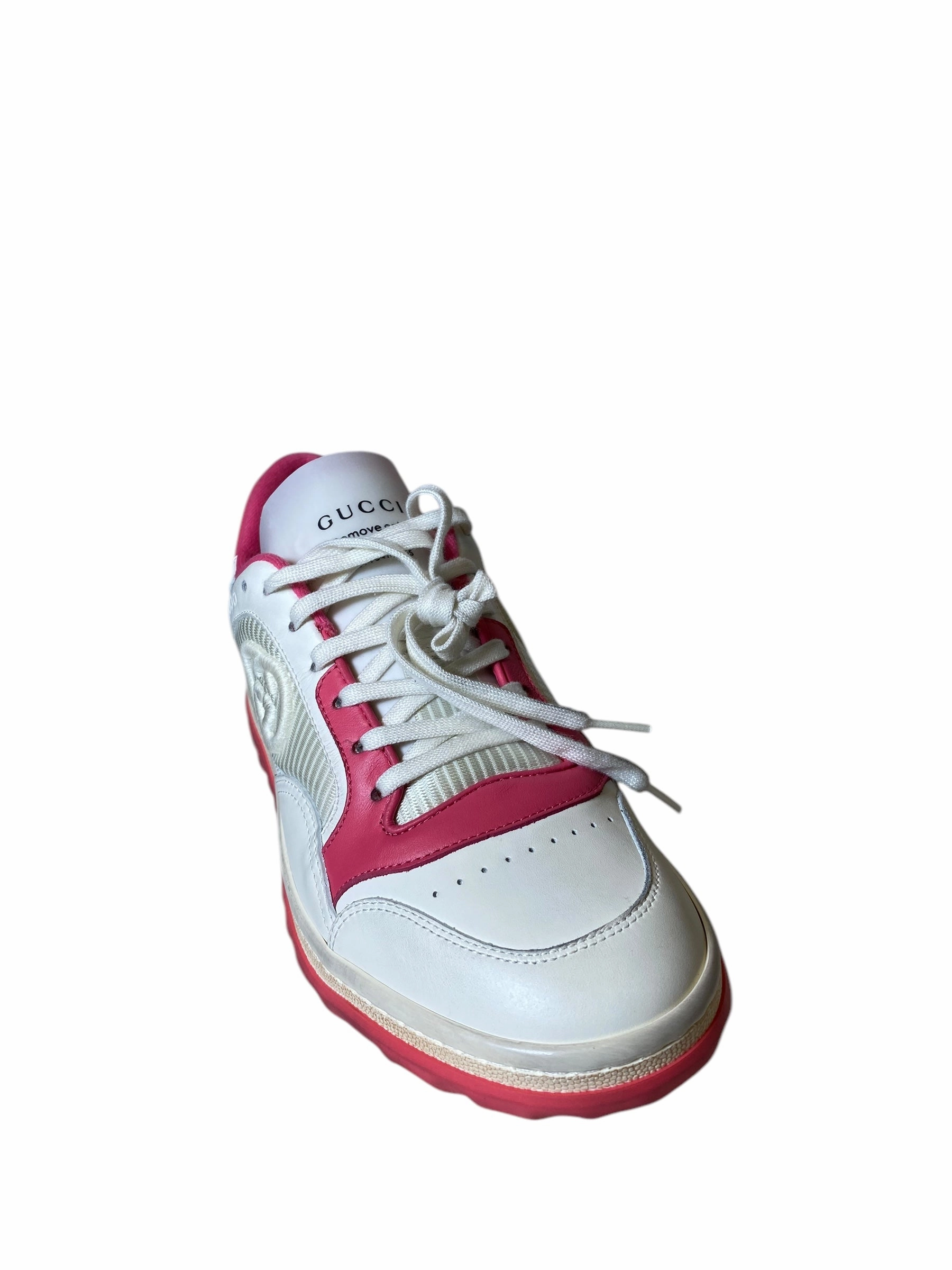 Shoes Luxury Designer By Gucci In Pink & White, Size: 9 Ankle Length Casual Shoes