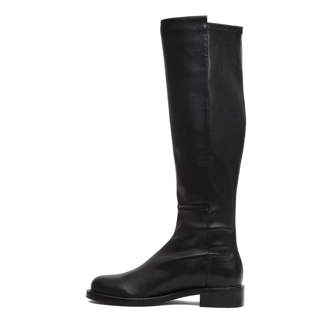 Black Leather Stretch Boot Wellies Rubber Boots
