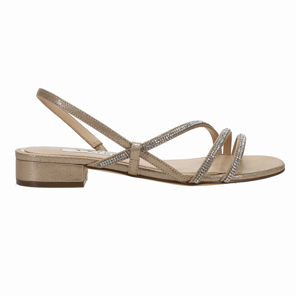 Skylee Metallic Rhinestone Strappy Sandals Contour Casual Shoe