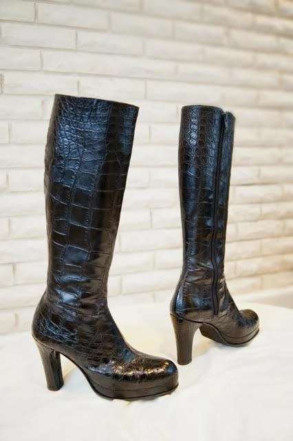 Preorder Crocodile Belly Leather  Long Boots Furr Boots