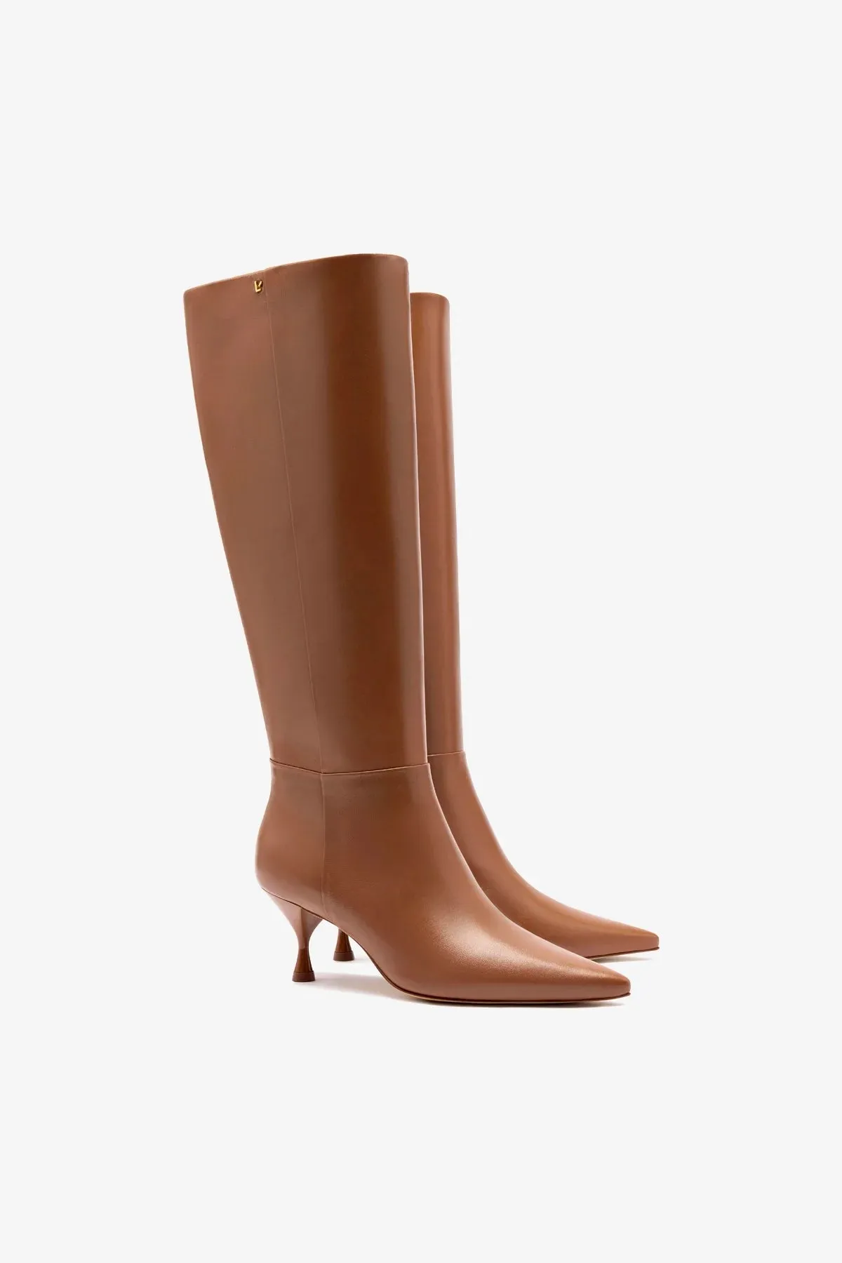 Georgia Boot In Caramel Leather Tall Biker Boots