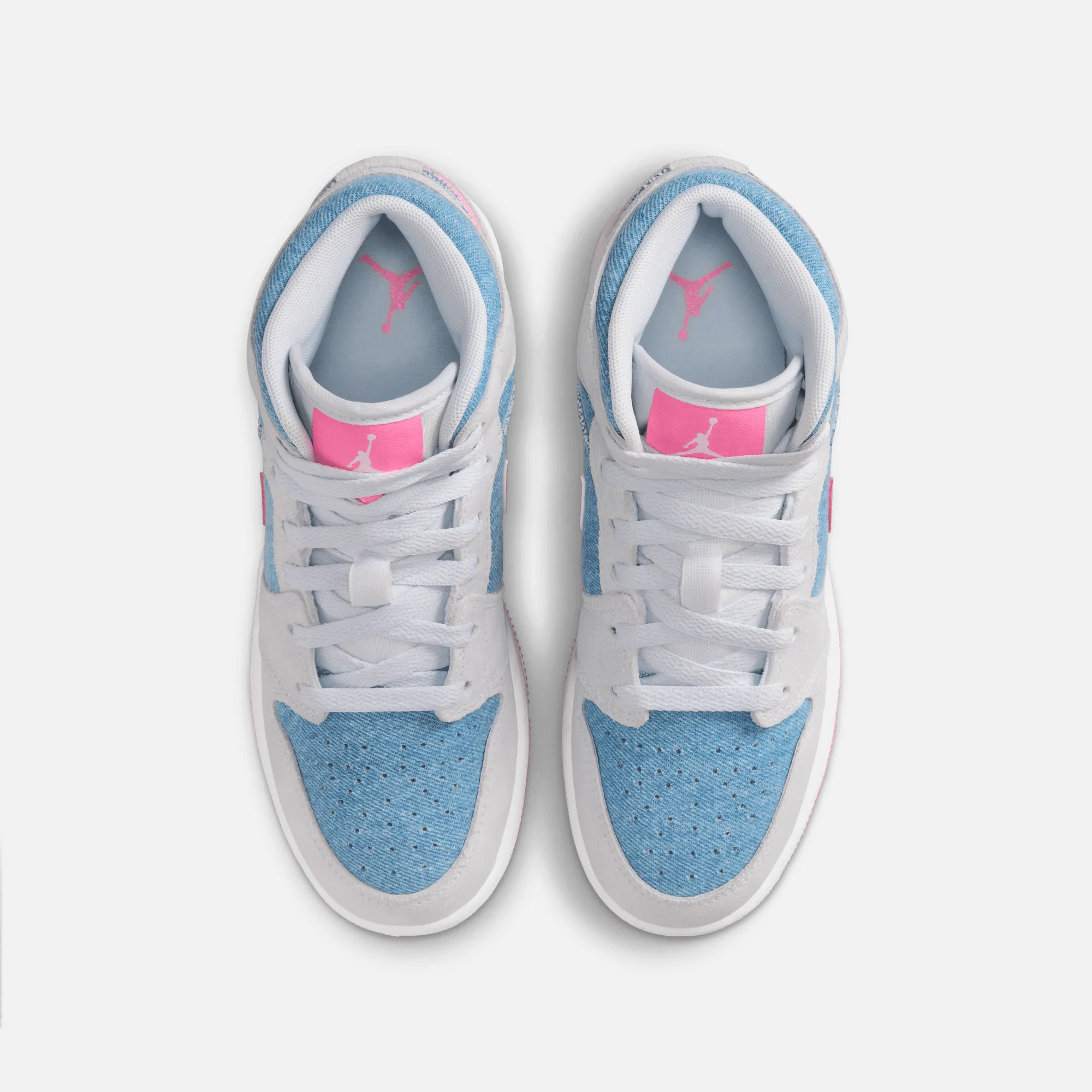 Casual Sports Running Shoes Air Jordan Big Kids' 1 Mid Denim Sequin (GS)