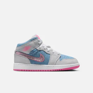 Casual Shoes And Boots Air Jordan Big Kids' 1 Mid Denim Sequin (GS)