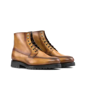 Cognac Painted Calf Leather Moc-Toe Boot Waterproof Composite Toe Boots