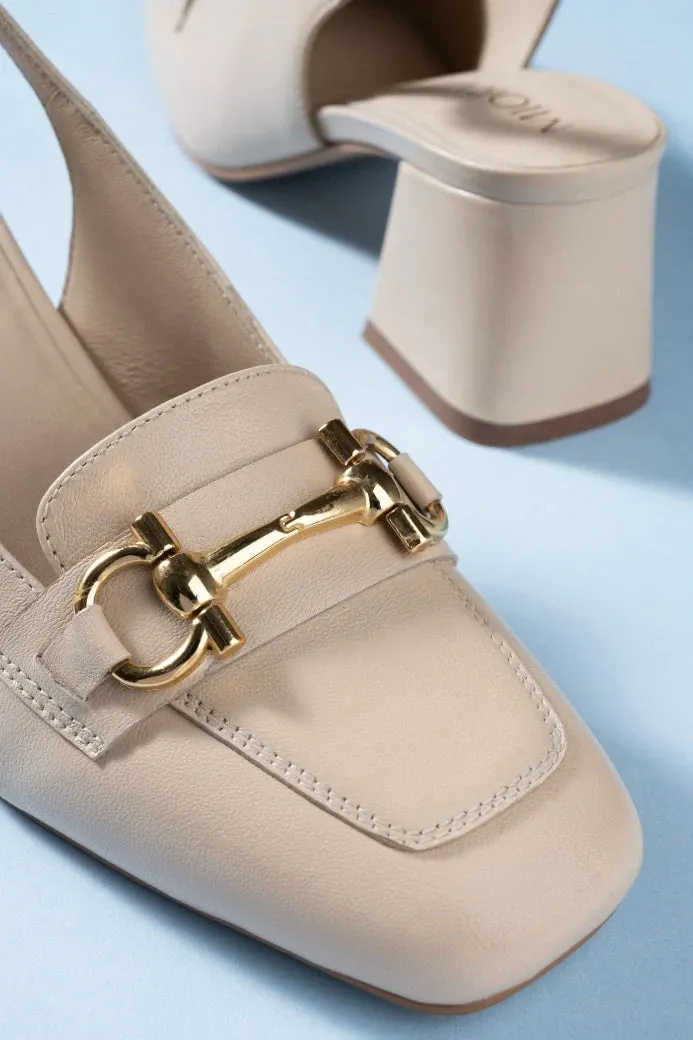 Allure Leather Sling Back Heels Clear Stiletto High Heels