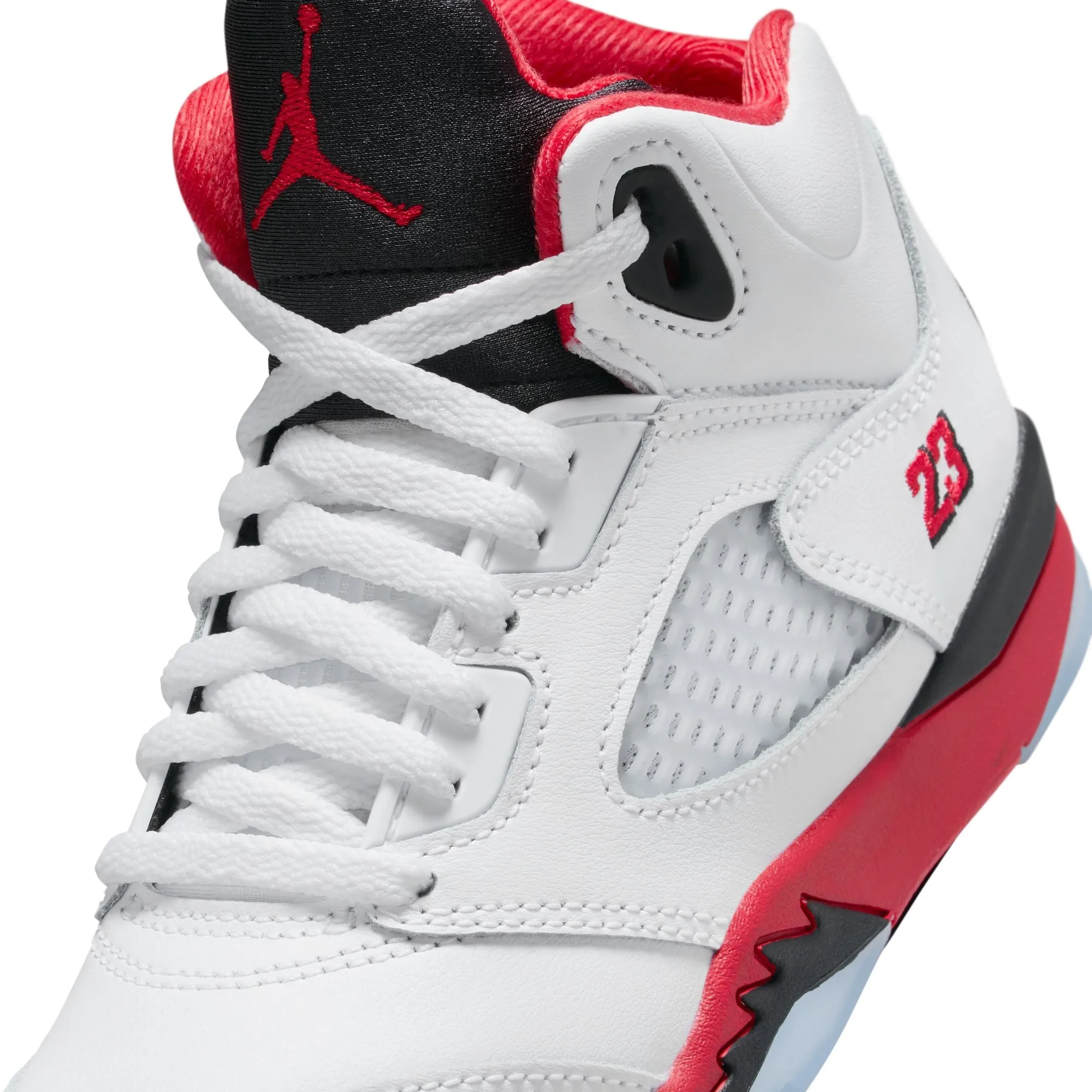 White Sneakers Adidas Kids Air Jordan 5 Retro OG 'Fire Red Black Tongue'