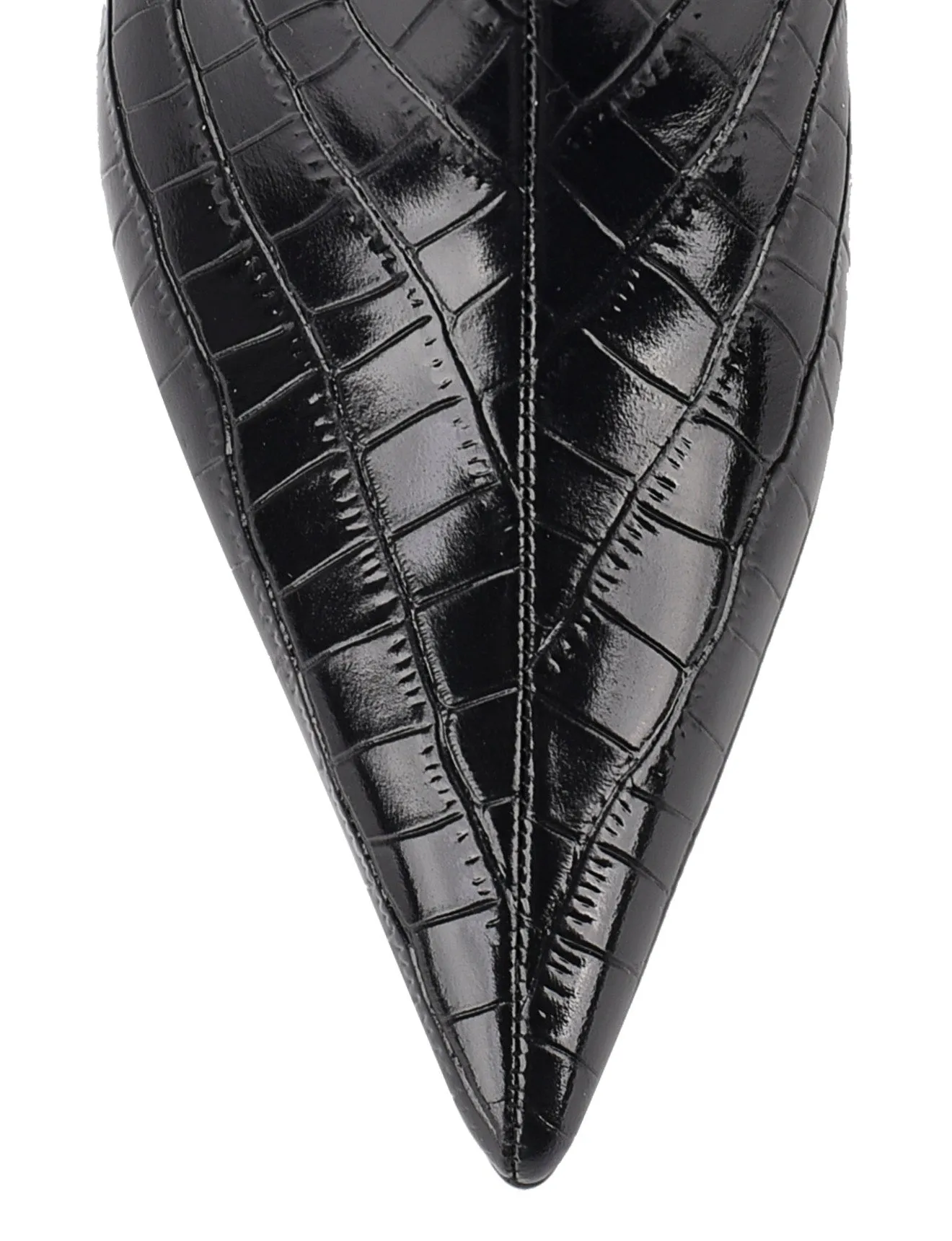 Yonita Long Boots - Black Croc Leather Tanner Mark Boots