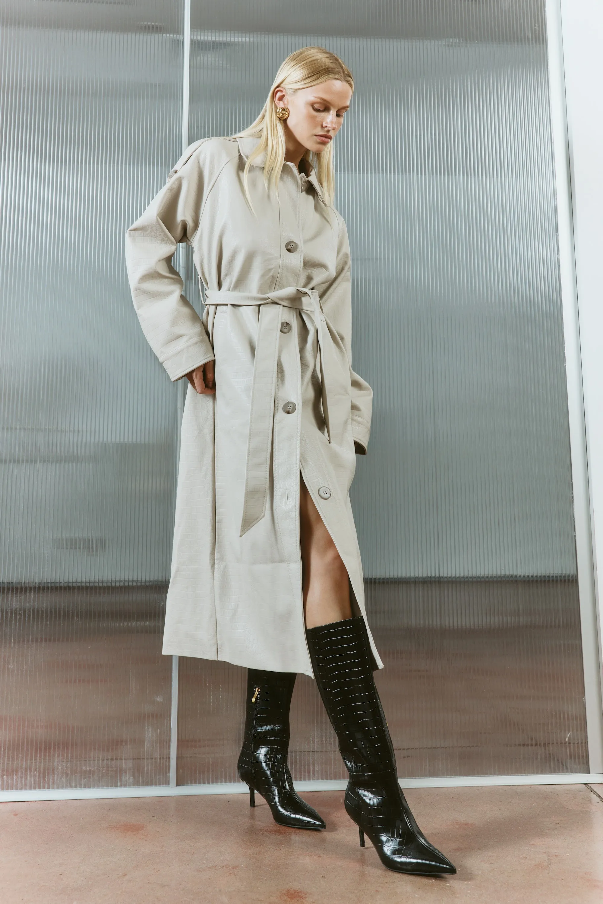 Mschf Boots Yonita Long Boots - Black Croc Leather