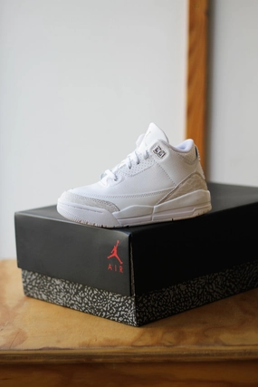 Dolphins Sneakers JORDAN 3 RETRO (PS) "WHITE/METALLIC SILVER-WHITE"