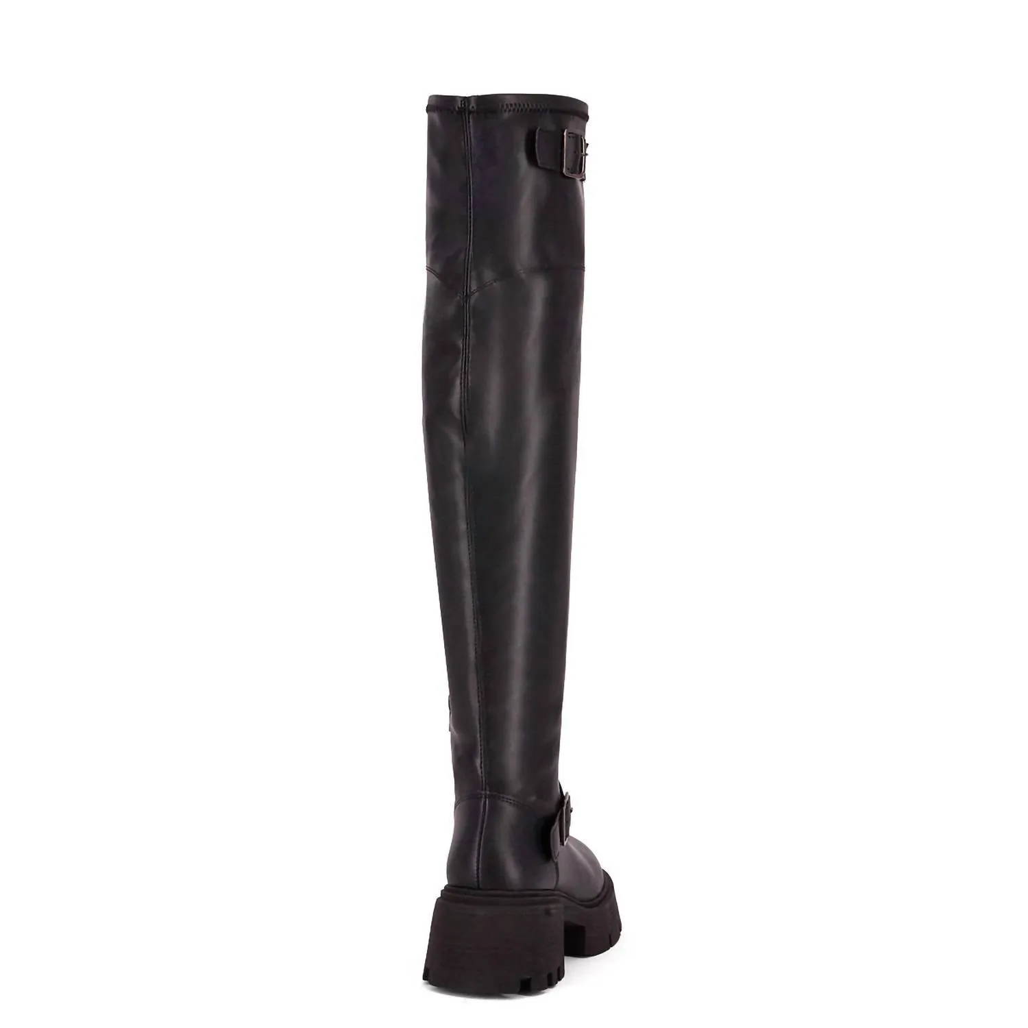 Women's Knee High Combat Boots In Black Thigh High Heel Boots
