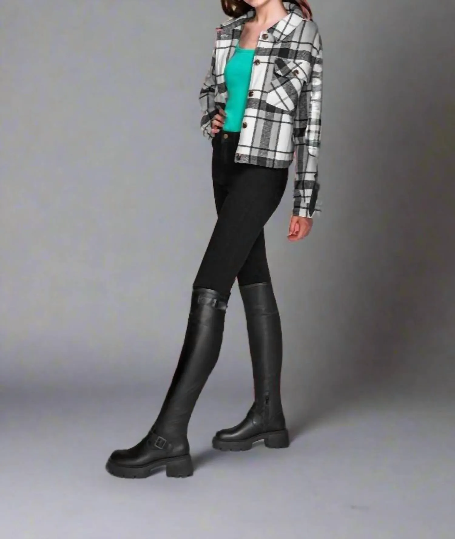 Women's Knee High Combat Boots In Black Cowboy Boots In Wide Sizes