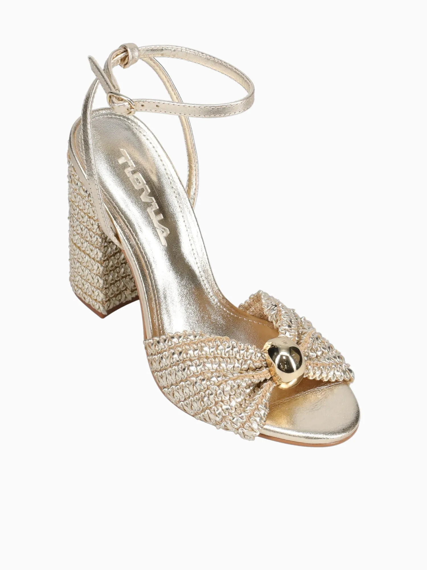 Daily Wear Leather Casual Shoes Anjali Gold Raffia