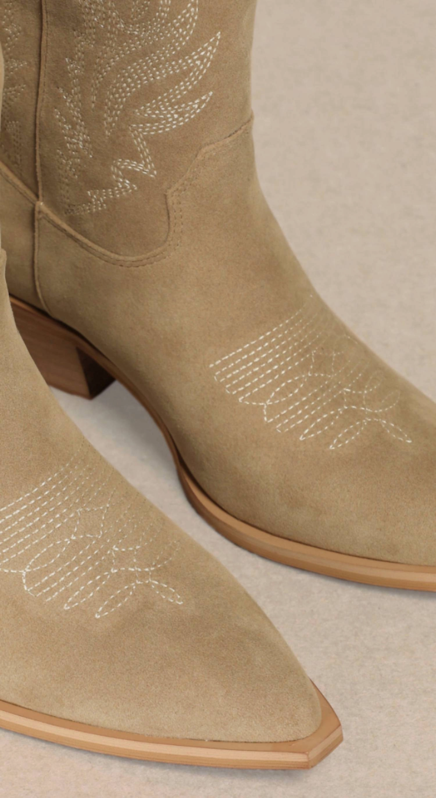 Clair Cowboy Boot In Taupe Boots For Calves