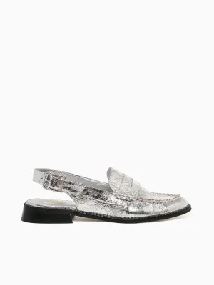 Business Casual Rain Shoes Hardi Silver Crackled Leather