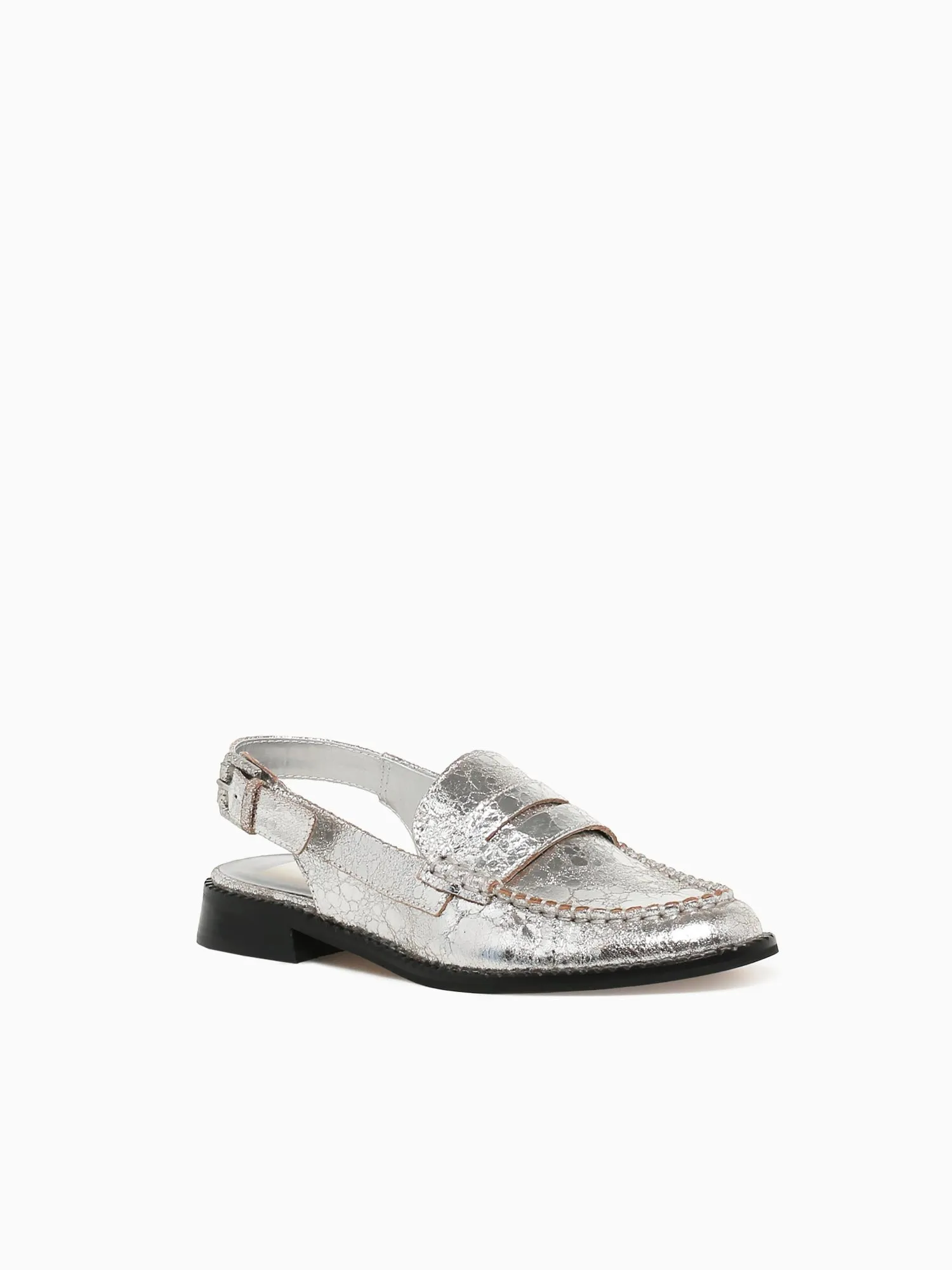 Hardi Silver Crackled Leather Casual Beach Shoes