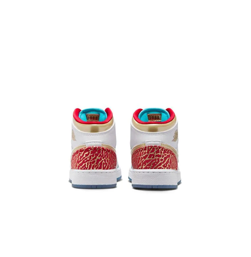 Kid's Air Jordan 1 Mid SS 'UNC to Chi' Track And Field Sneakers