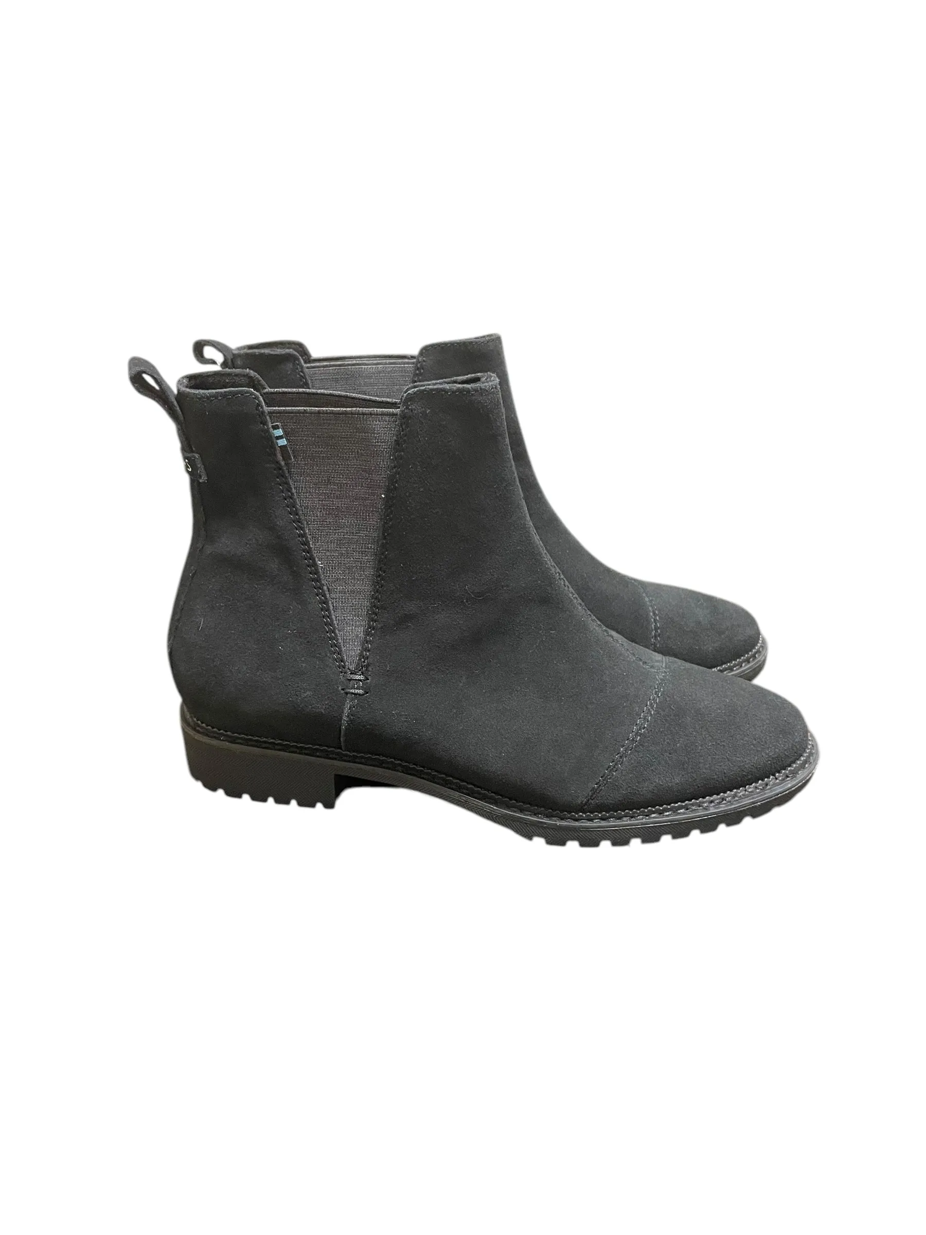 Wing Tipped Boots Boots Ankle Flats By Toms In Black, Size: 8.5