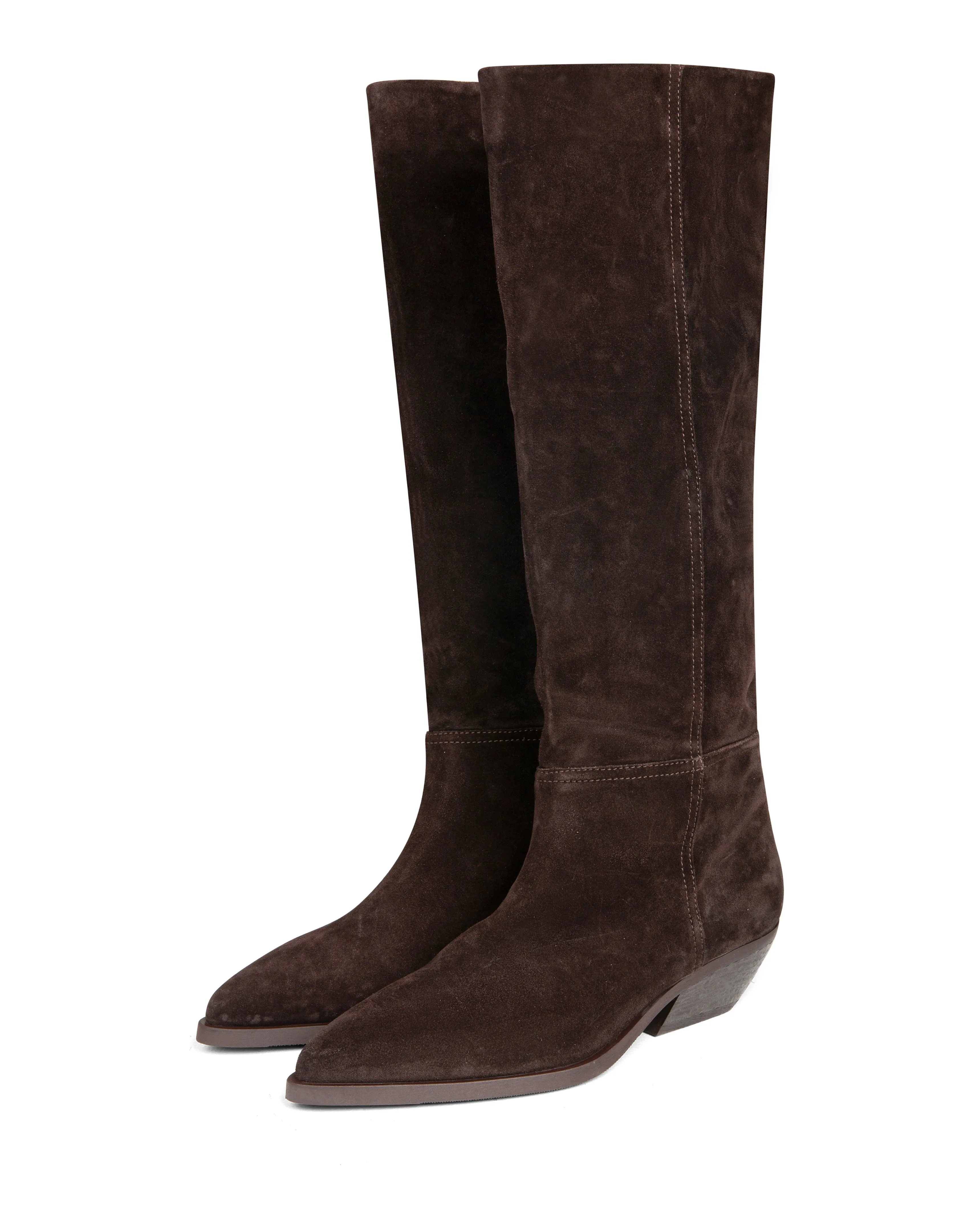 Brown And White Cowgirl Boots Western Knee High Boot Dark Brown Suede E4522