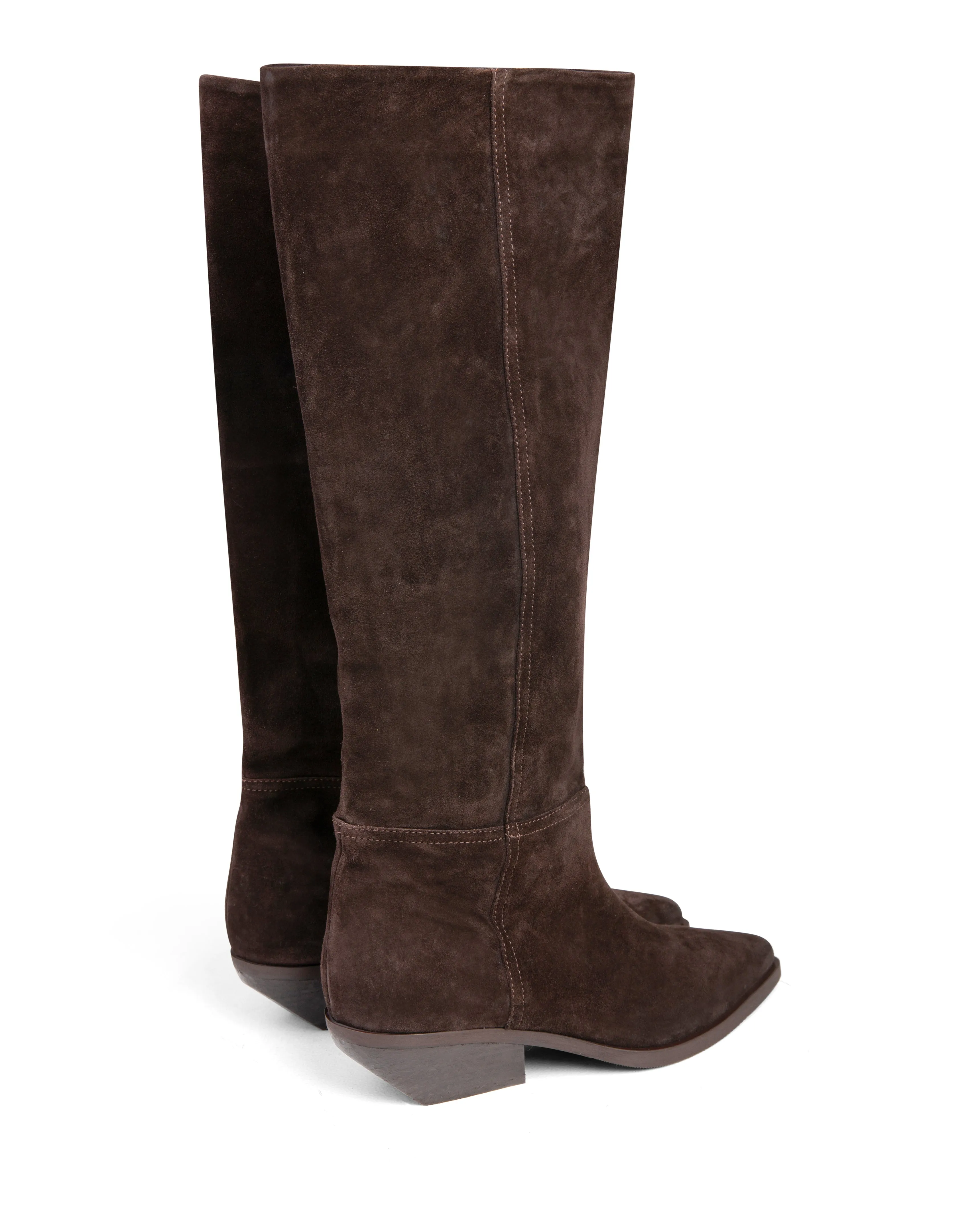 Ivory Cowboy Boots Western Knee High Boot Dark Brown Suede E4522