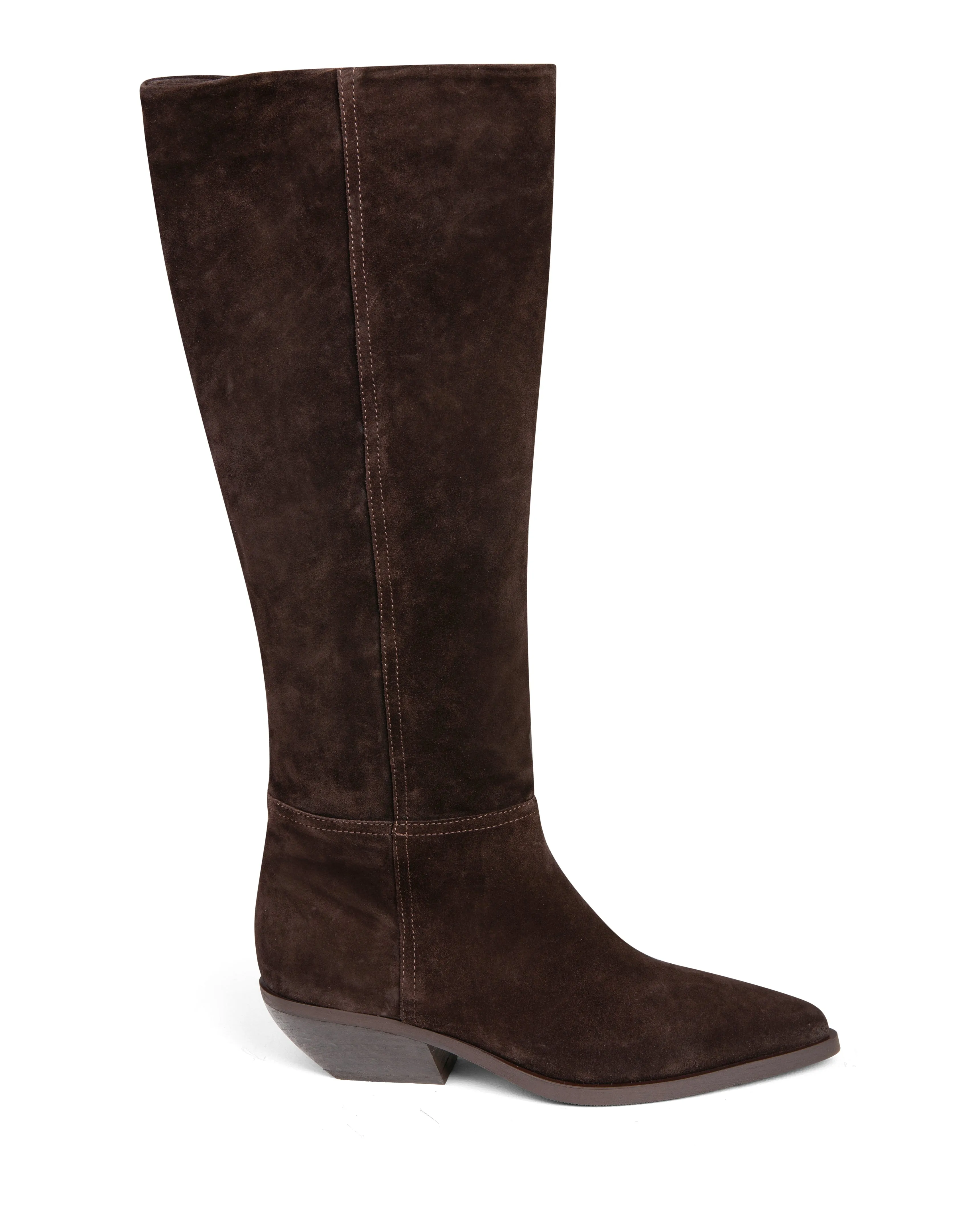 Western Knee High Boot Dark Brown Suede E4522 Floral Embroidered Cowboy Boots