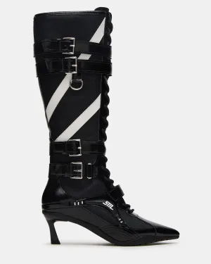 STARK BLACK MULTI Knee High Boots Skirt