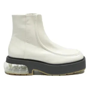 Bedazzled Cowboy Boots CHARLES & KEITH Womens Platform Ankle Boots White Leather UK 2 Stylish Chunky