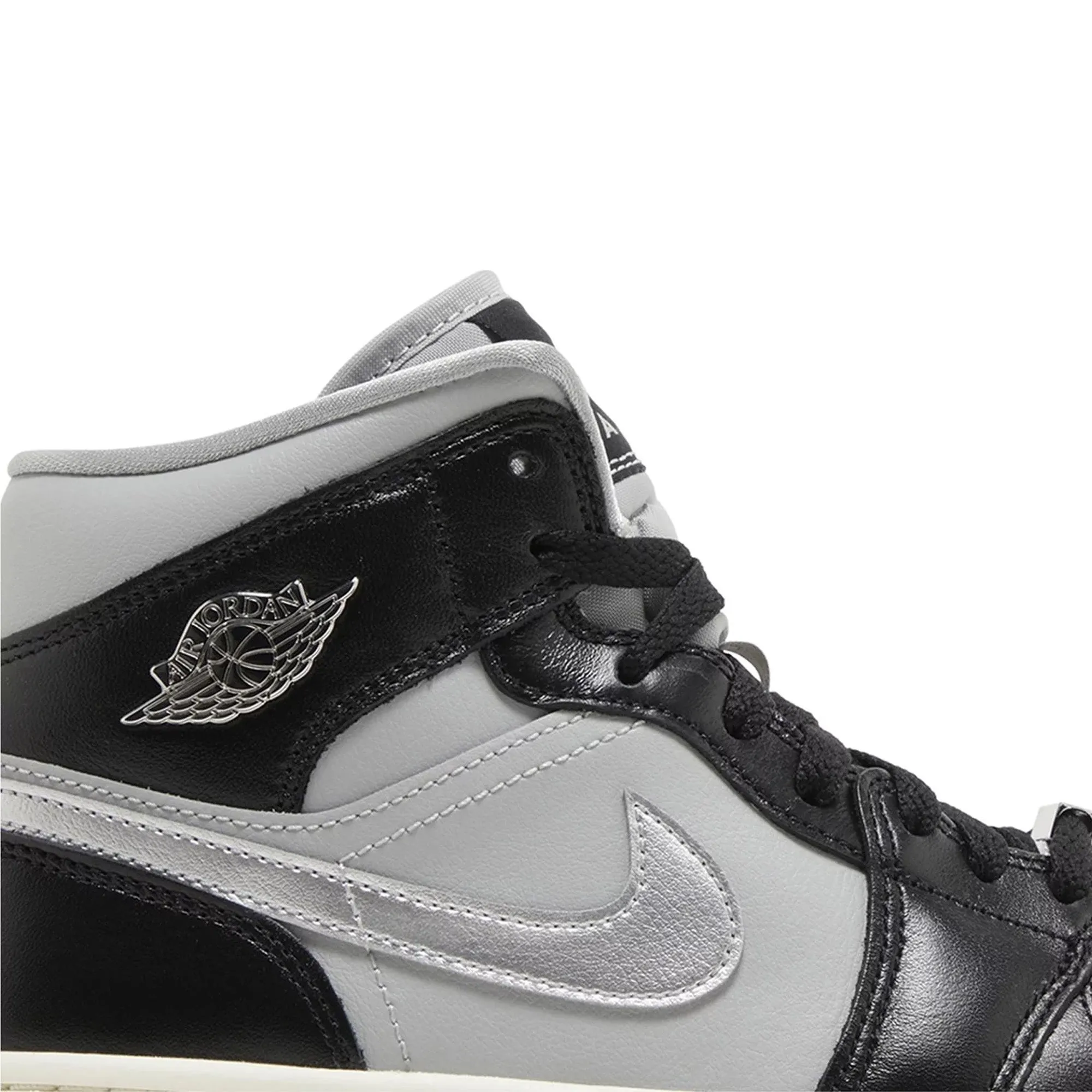 Air Jordan 1 Mid SE 'Black Metallic Silver' Women's (2023) Dmx Comfort Plus Walking Casual Shoes